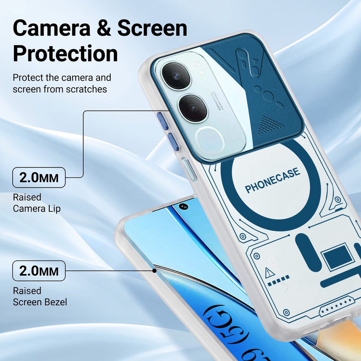 For Vivo Y29 Metallic Back Cover Case (Metallic Camera Protection & Buttons | Translucent Milky Shade | Hard Polycarbonate)