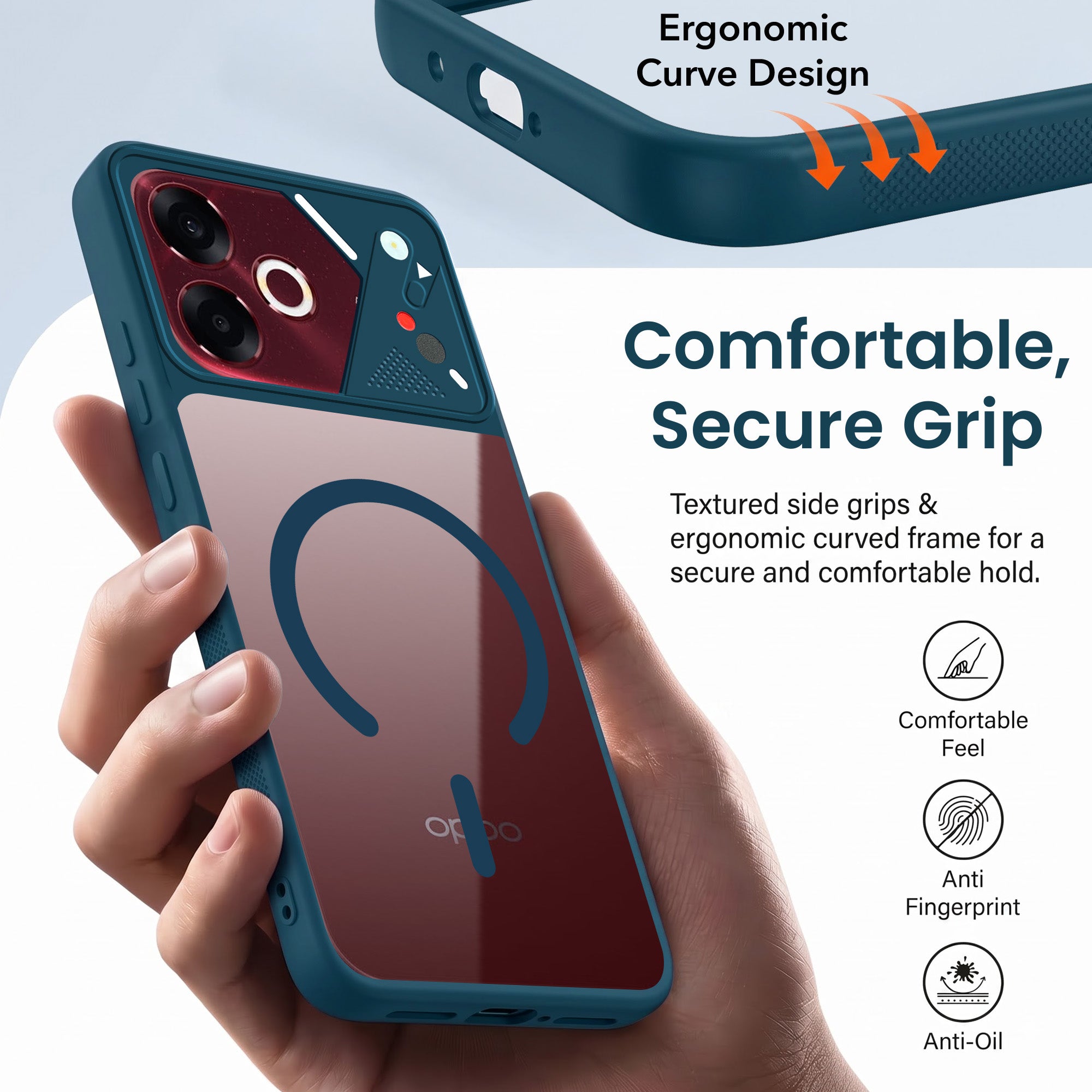 For Oppo F33 Pro 5G Back Cover Case Lifetime Anti-Yellow Clear (Camera Protection | Side Grip | Wireless MagSafe Compatible)