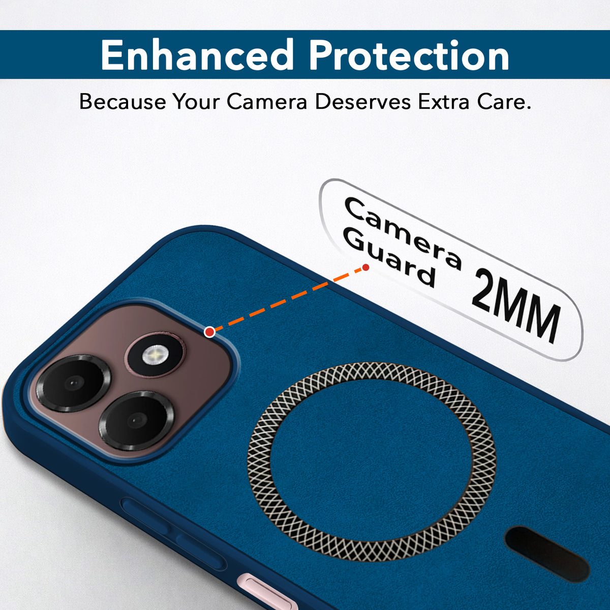 For Oppo A6c 4G Back Cover Case Leather Finish (MagSafe Compatible Wireless Charging | Soft Touch | Camera Bump Protection)