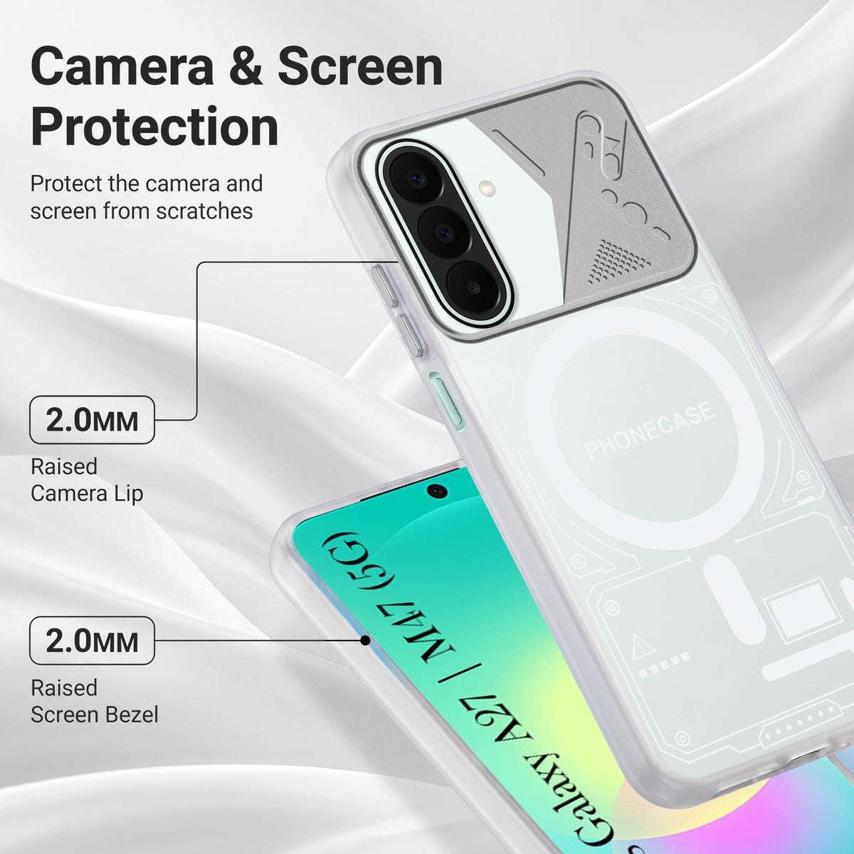 For Samsung Galaxy A27 5G | Galaxy M47 5G Metallic Back Cover Case (Metallic Camera Protection & Buttons | Translucent Milky Shade | Hard Polycarbonate)