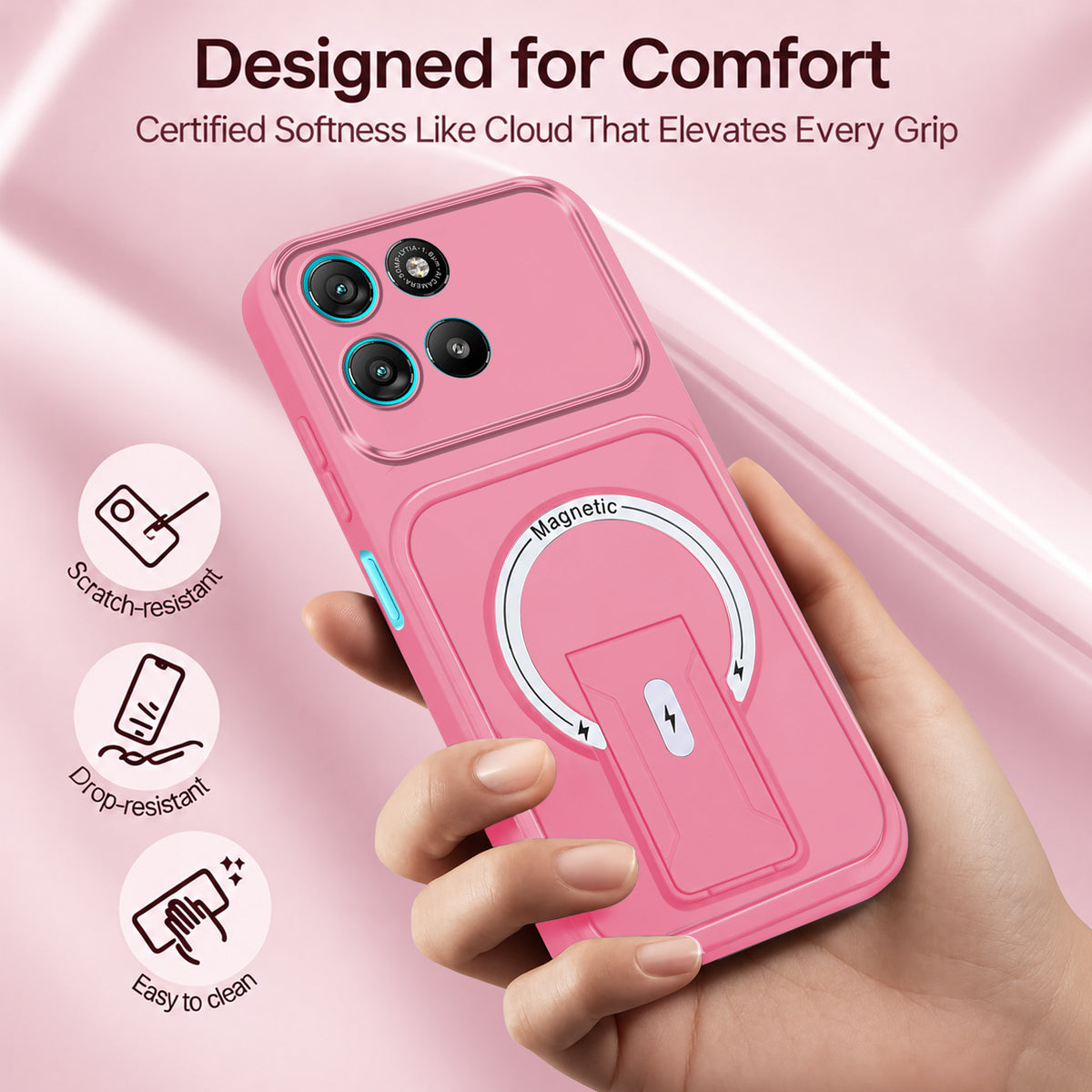 For Motorola Moto G67 Power | G57 Power Back Case Cover Metallic (Hybrid Armor Kickstand | MagSafe Compatible | Camera Protection Shockproof)