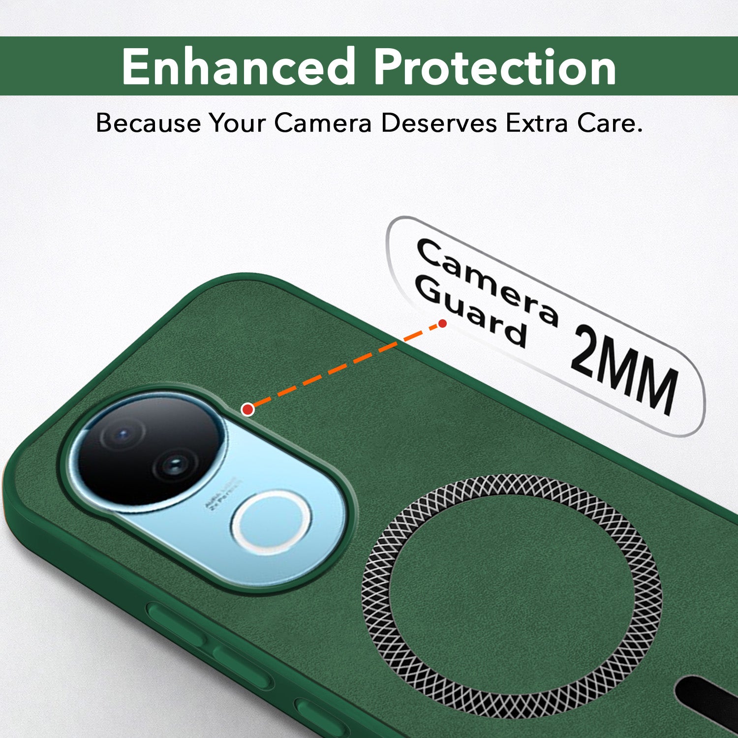For Vivo iQOO Z10R Back Cover Case Leather Finish (MagSafe Compatible Wireless Charging | Soft Touch | Camera Bump Protection)