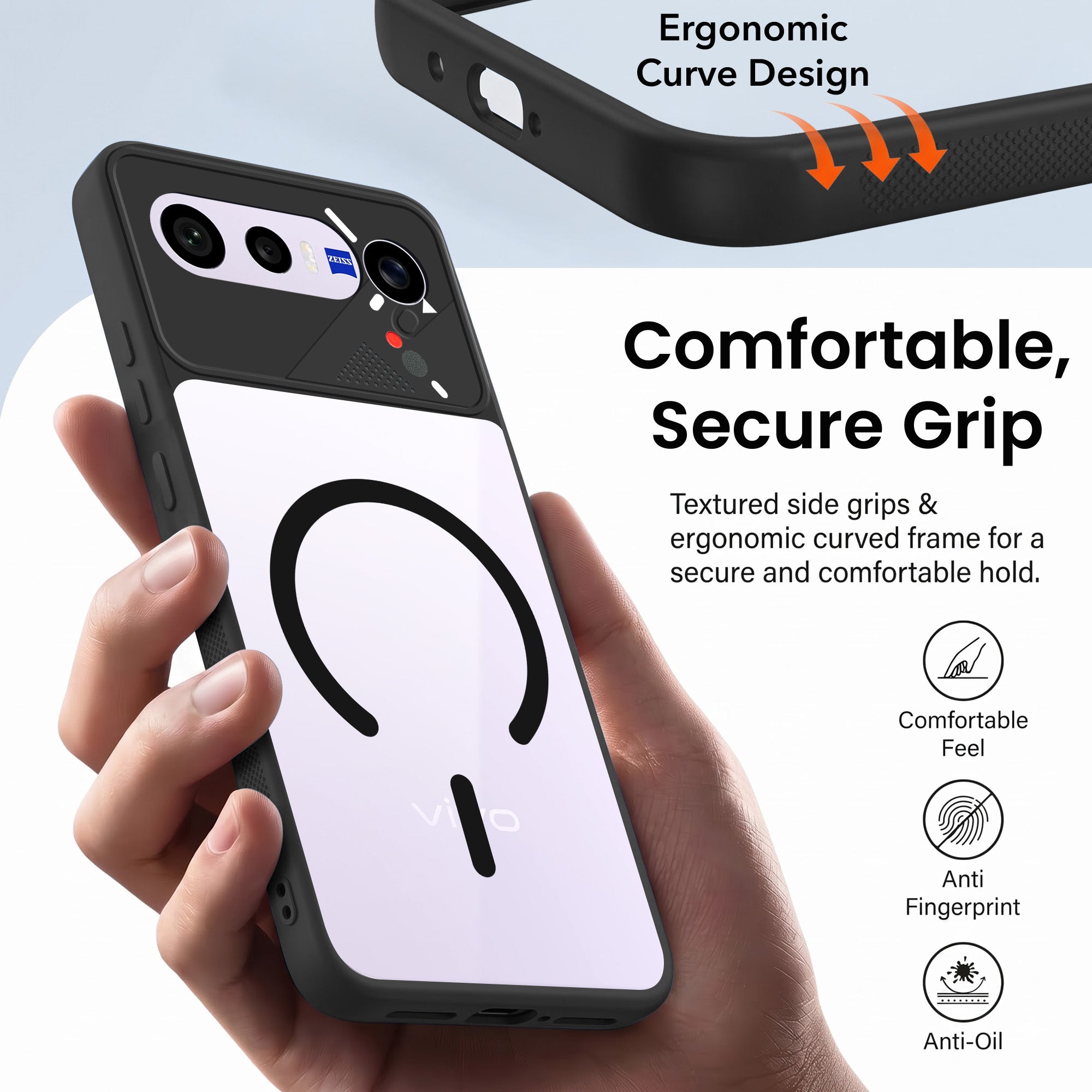 For Vivo X300 FE Back Cover Case Lifetime Anti-Yellow Clear (Camera Protection | Side Grip | Wireless MagSafe Compatible)