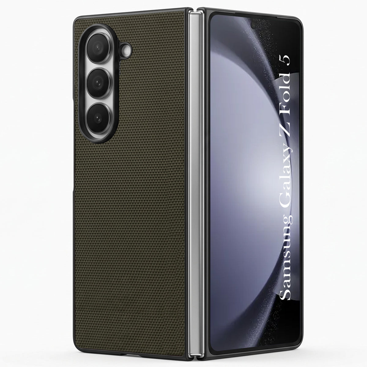 For Samsung Galaxy Z Fold 5 Premium Cover Case (Geometric Textured Hard PC | Soft Cloth Lining & Slim Shockproof Protection)