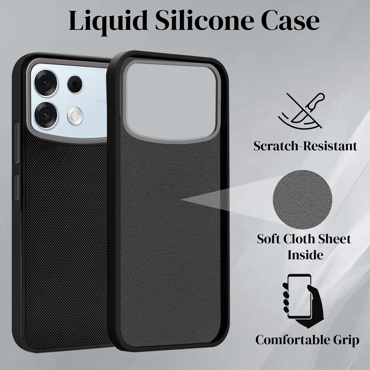 For Oppo F35 Pro 5G Back Cover Case Rubberised (Textured Grip Design| Micro-Fiber Cloth Inside | Slim and Light Weight | Soft Touch and Feel)