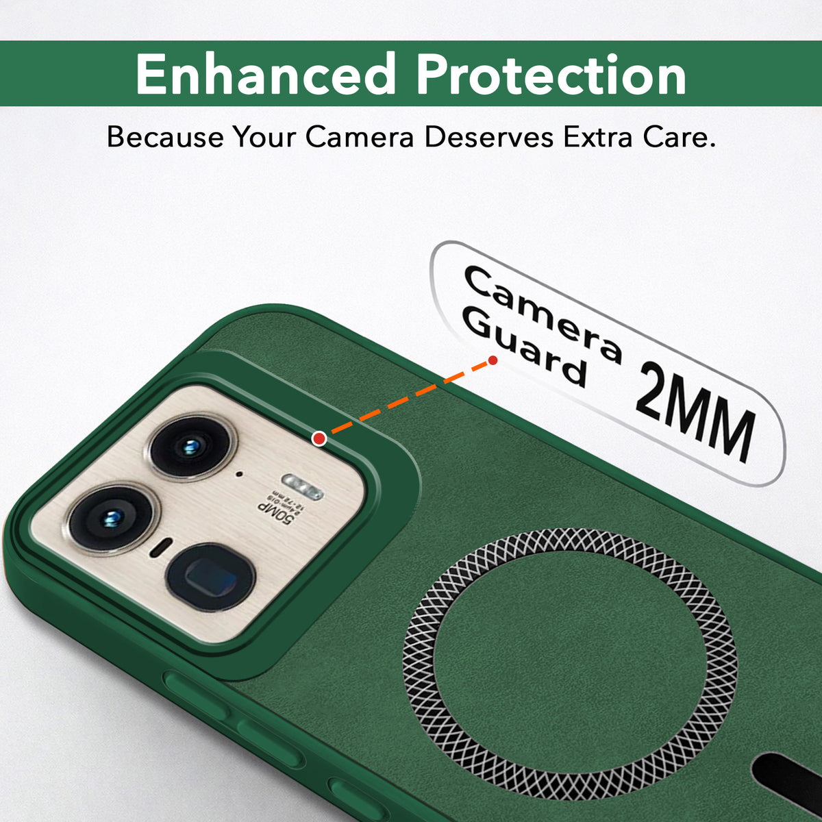For Motorola Moto Edge 50 Ultra 5G Back Case Cover Leather Finish (MagSafe Compatible Wireless Charging | Soft Touch | Camera Bump Protection)