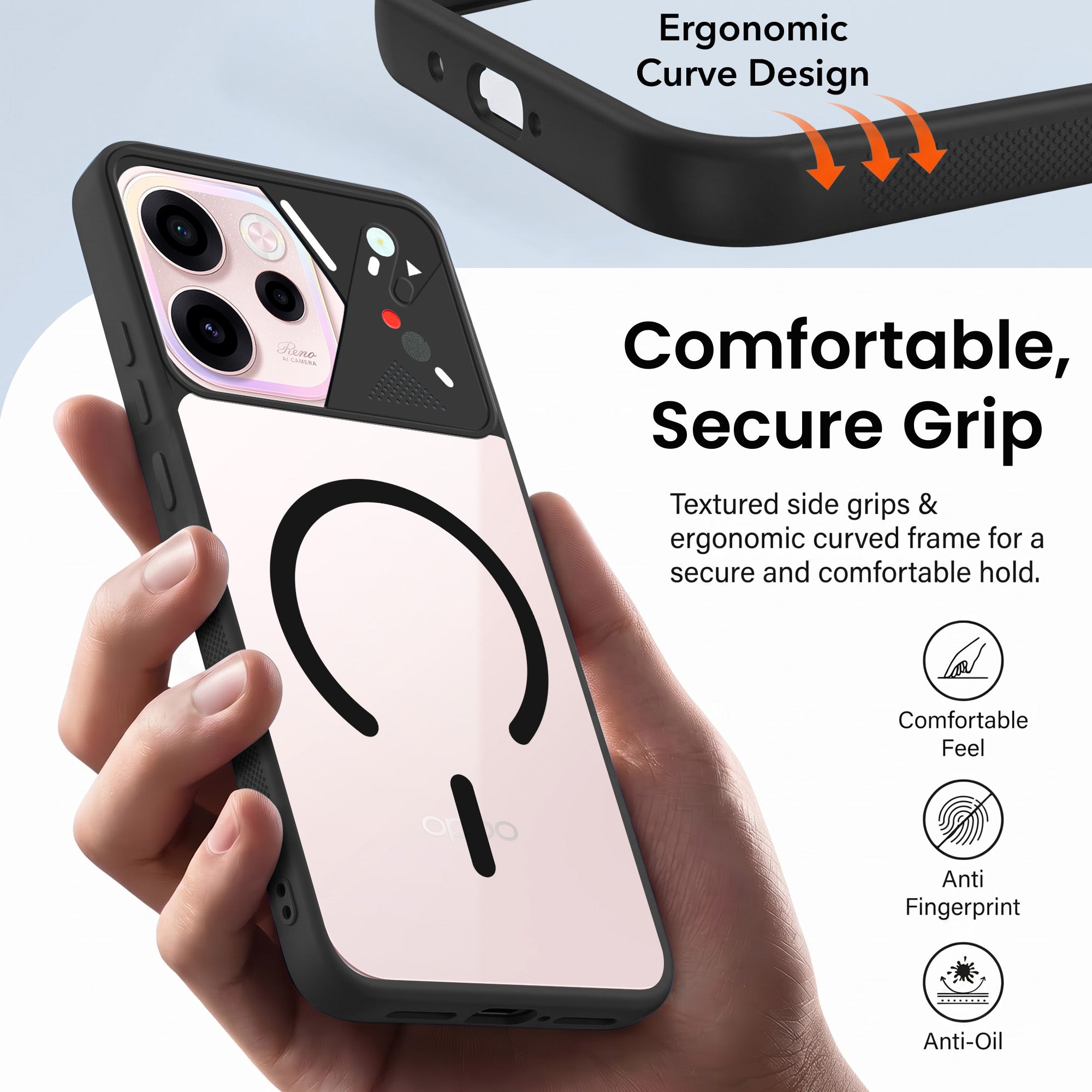 For Oppo Reno 15c Back Cover Case Lifetime Anti-Yellow Clear (Camera Protection | Side Grip | Wireless MagSafe Compatible)