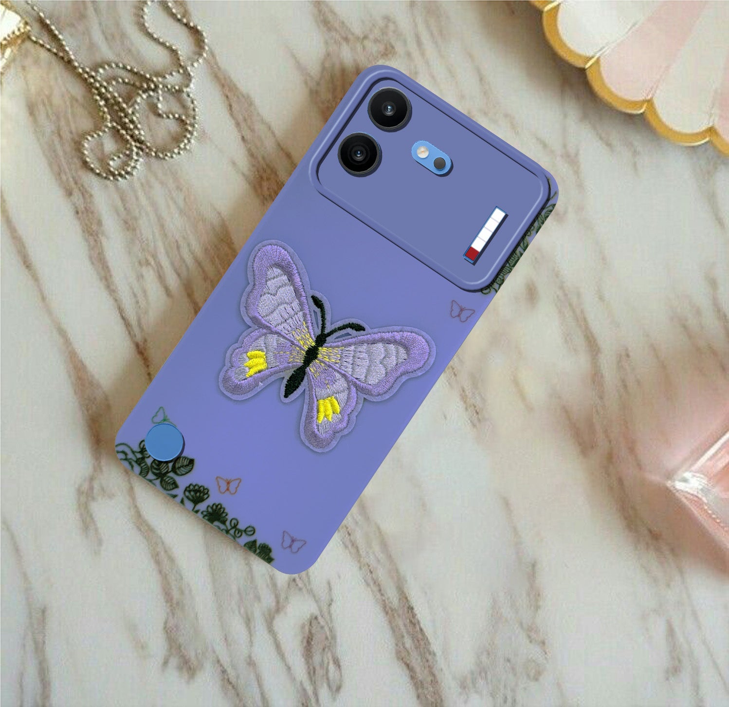 For Nothing Phone 4B 5G Power Back Cover Case (Soft Butterfly Embroidery | Women Teen Girls | Camera Protection| Matte Silicone)