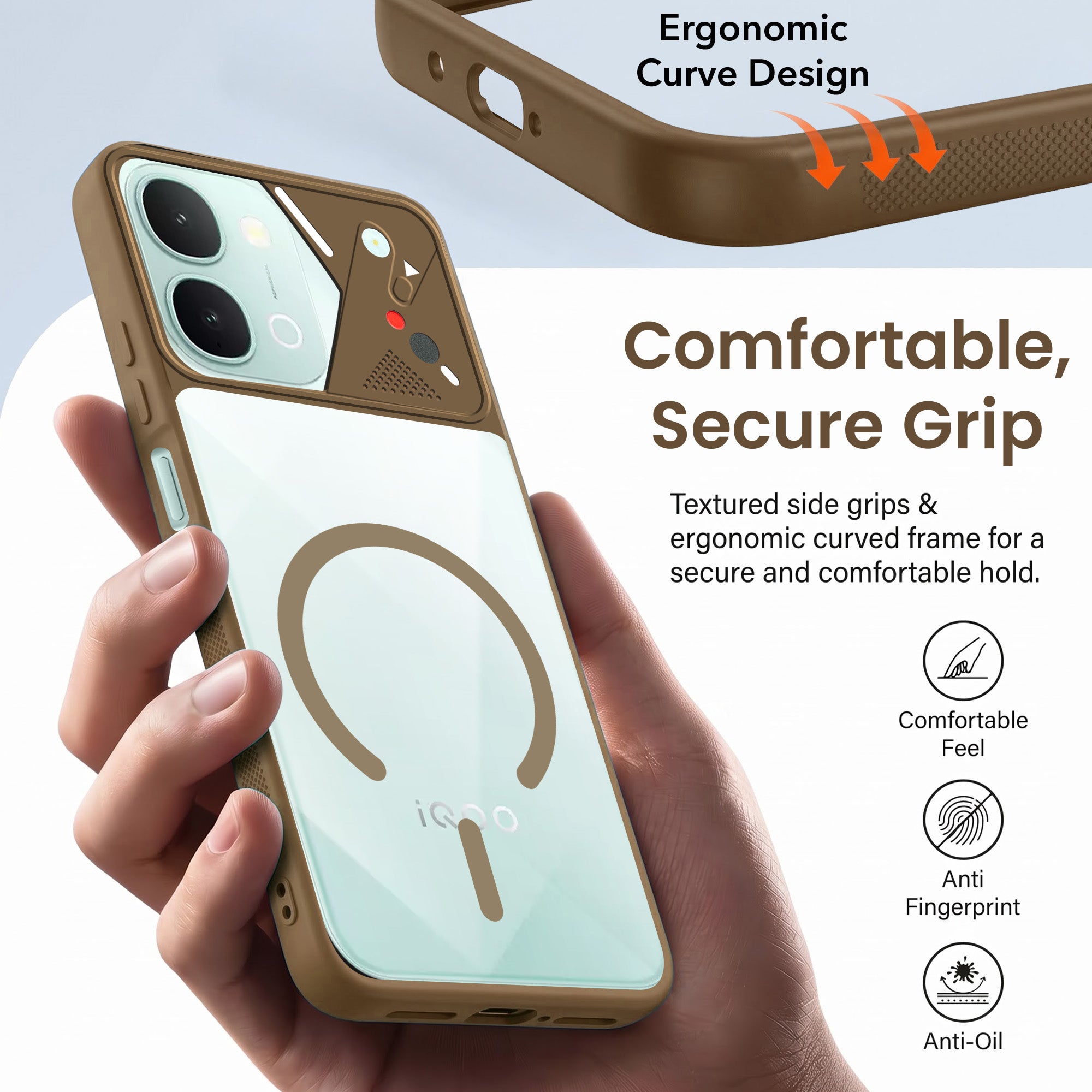 For Vivo iQOO Z11x 5G Back Cover Case Lifetime Anti-Yellow Clear (Camera Protection | Side Grip | Wireless MagSafe Compatible)
