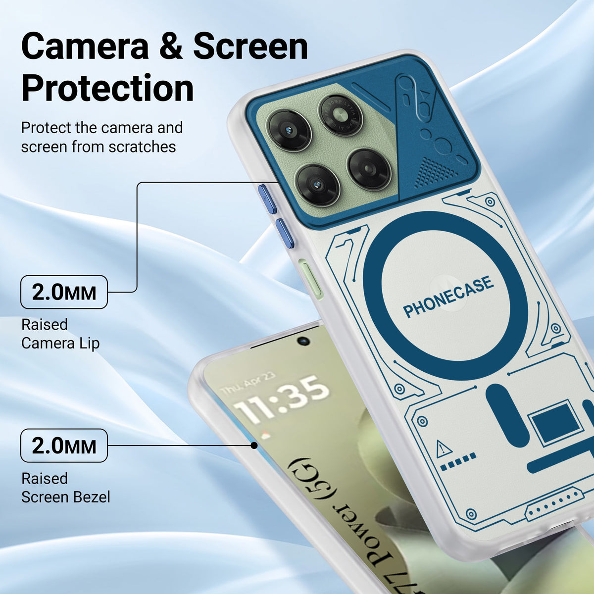 For Motorola Moto G77 Power Metallic Back Cover Case (Metallic Camera Protection & Buttons | Translucent Milky Shade | Hard Polycarbonate)