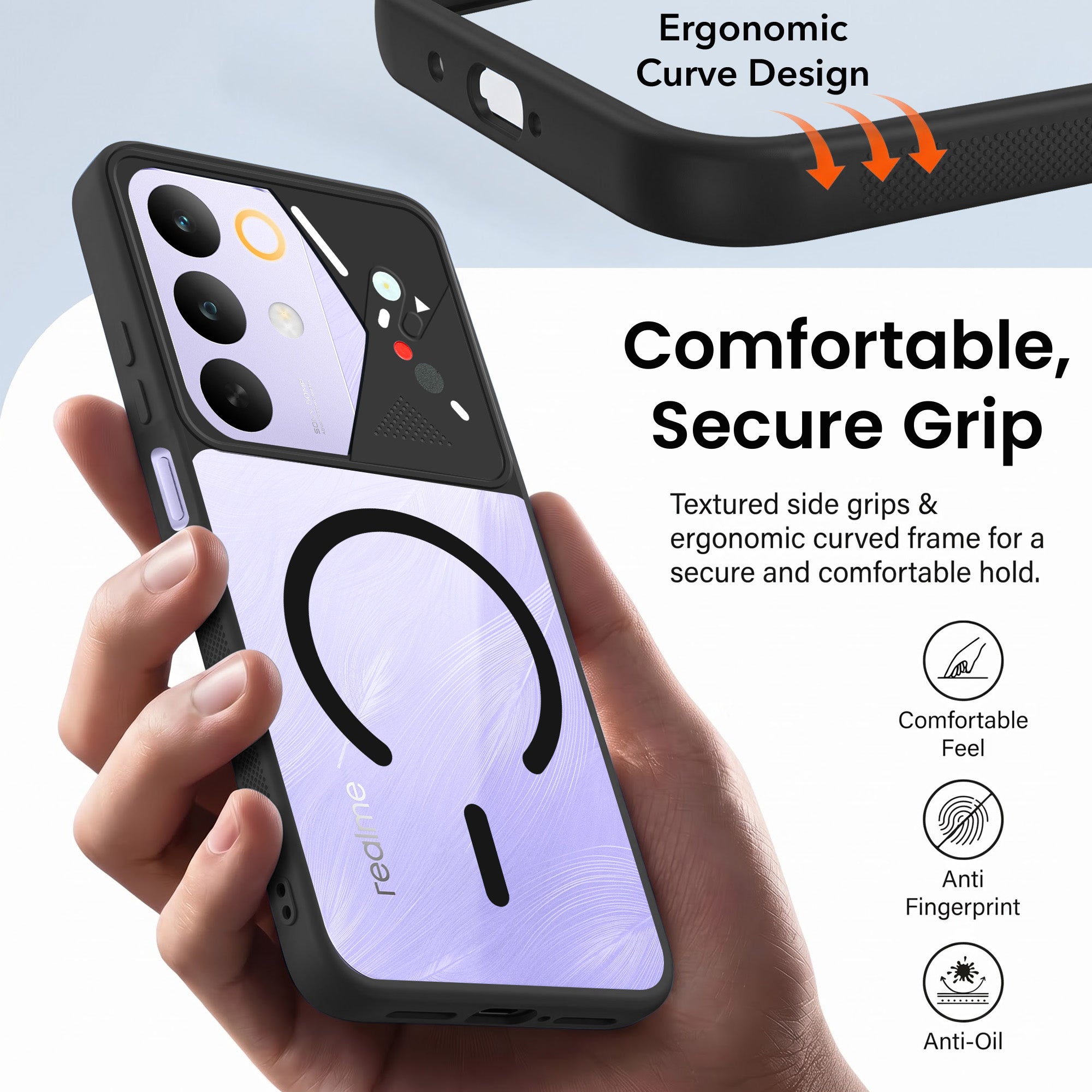 For Realme C85 5G | Realme Narzo 90x  Back Cover Case Lifetime Anti-Yellow Clear (Camera Protection | Side Grip | Wireless MagSafe Compatible)