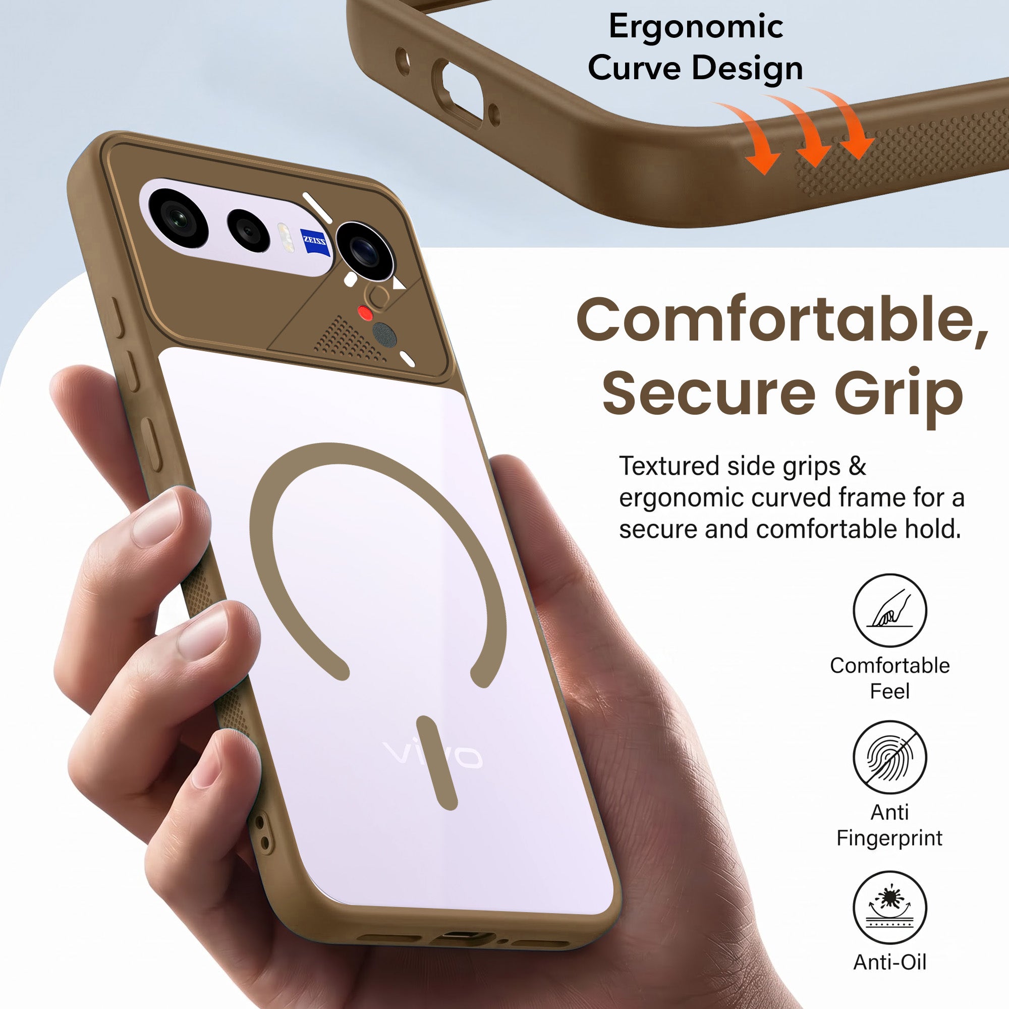 For Vivo X300 FE Back Cover Case Lifetime Anti-Yellow Clear (Camera Protection | Side Grip | Wireless MagSafe Compatible)