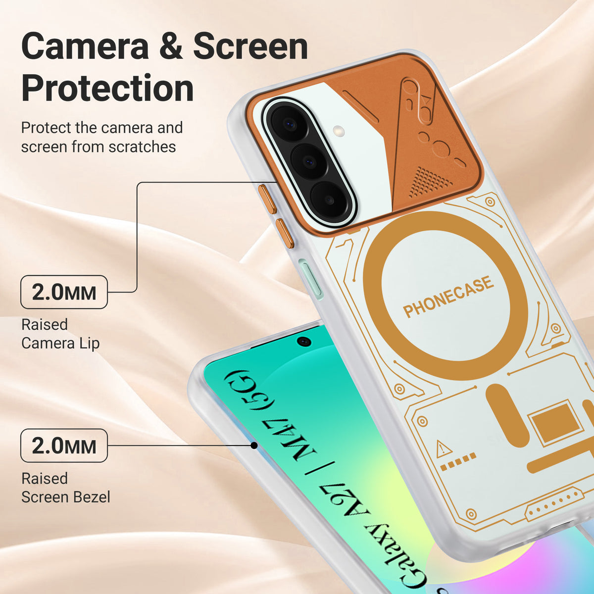 For Samsung Galaxy A27 5G | Galaxy M47 5G Metallic Back Cover Case (Metallic Camera Protection & Buttons | Translucent Milky Shade | Hard Polycarbonate)