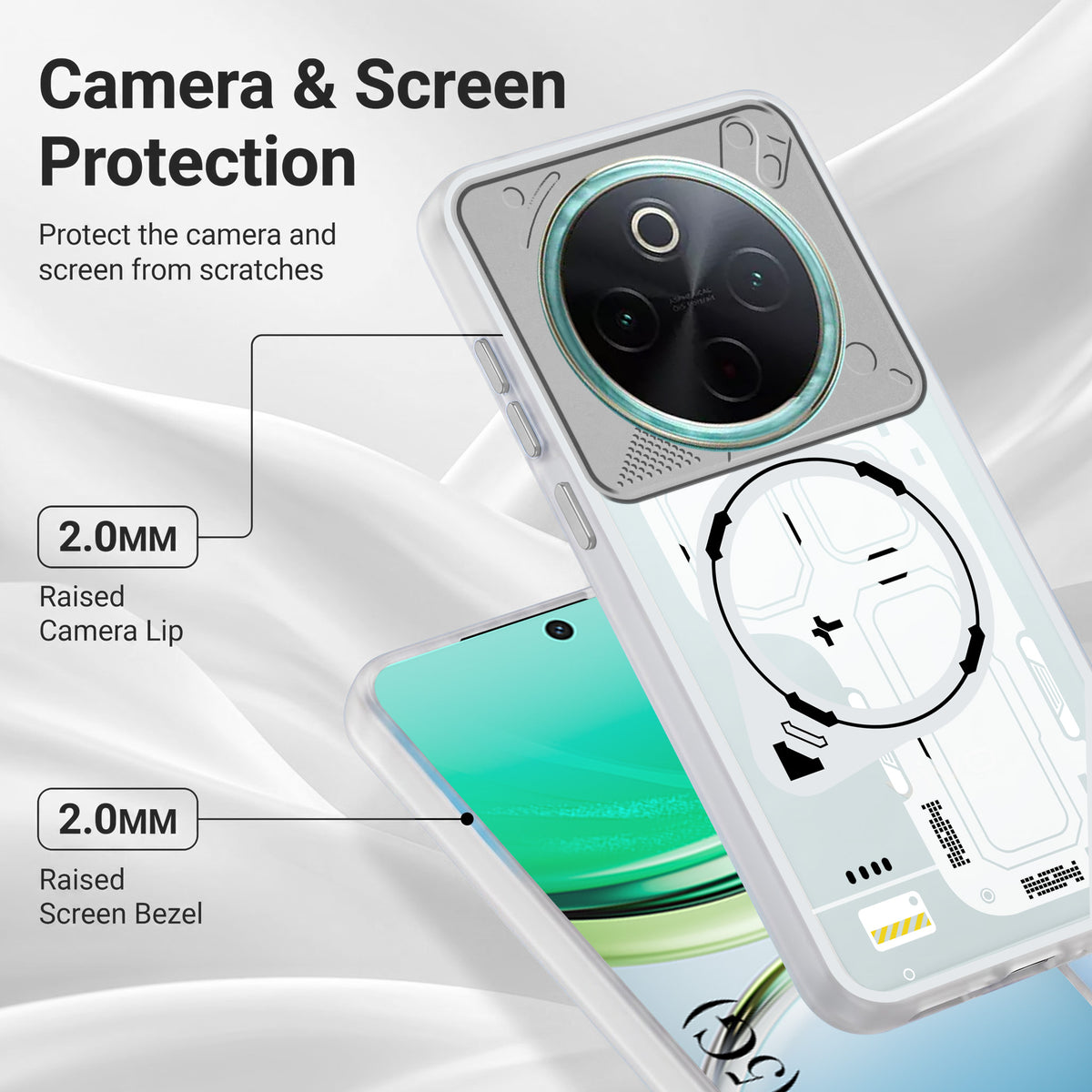 For Vivo T4 Metallic Back Cover Case (Metallic Camera Protection & Buttons | Translucent Milky Shade | Hard Polycarbonate)