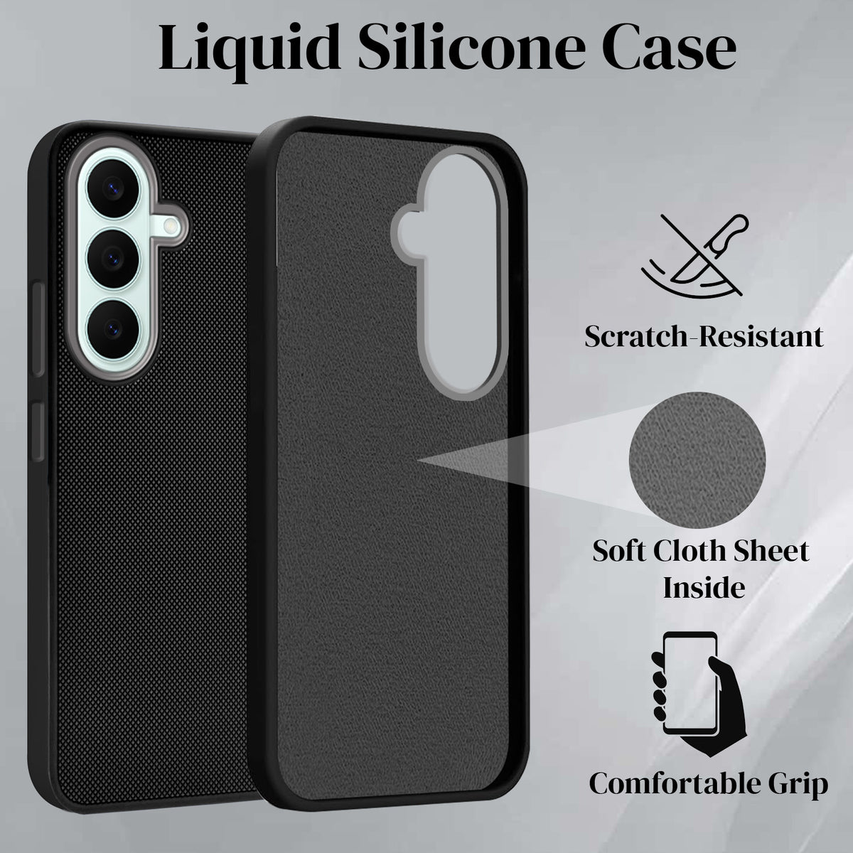 For Samsung Galaxy S26 FE Back Cover Case Rubberised (Textured Grip Design| Micro-Fiber Cloth Inside | Slim and Light Weight | Soft Touch and Feel)
