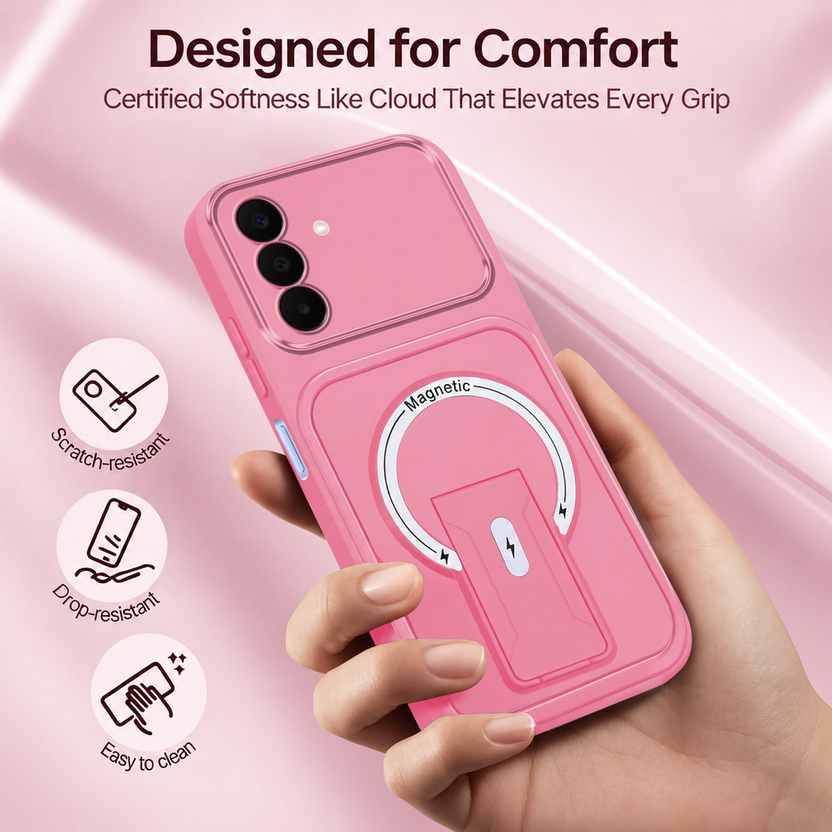 For Samsung Galaxy F70 Pro 5G Back Case Cover Metallic (Hybrid Armor Kickstand | MagSafe Compatible | Camera Protection Shockproof)