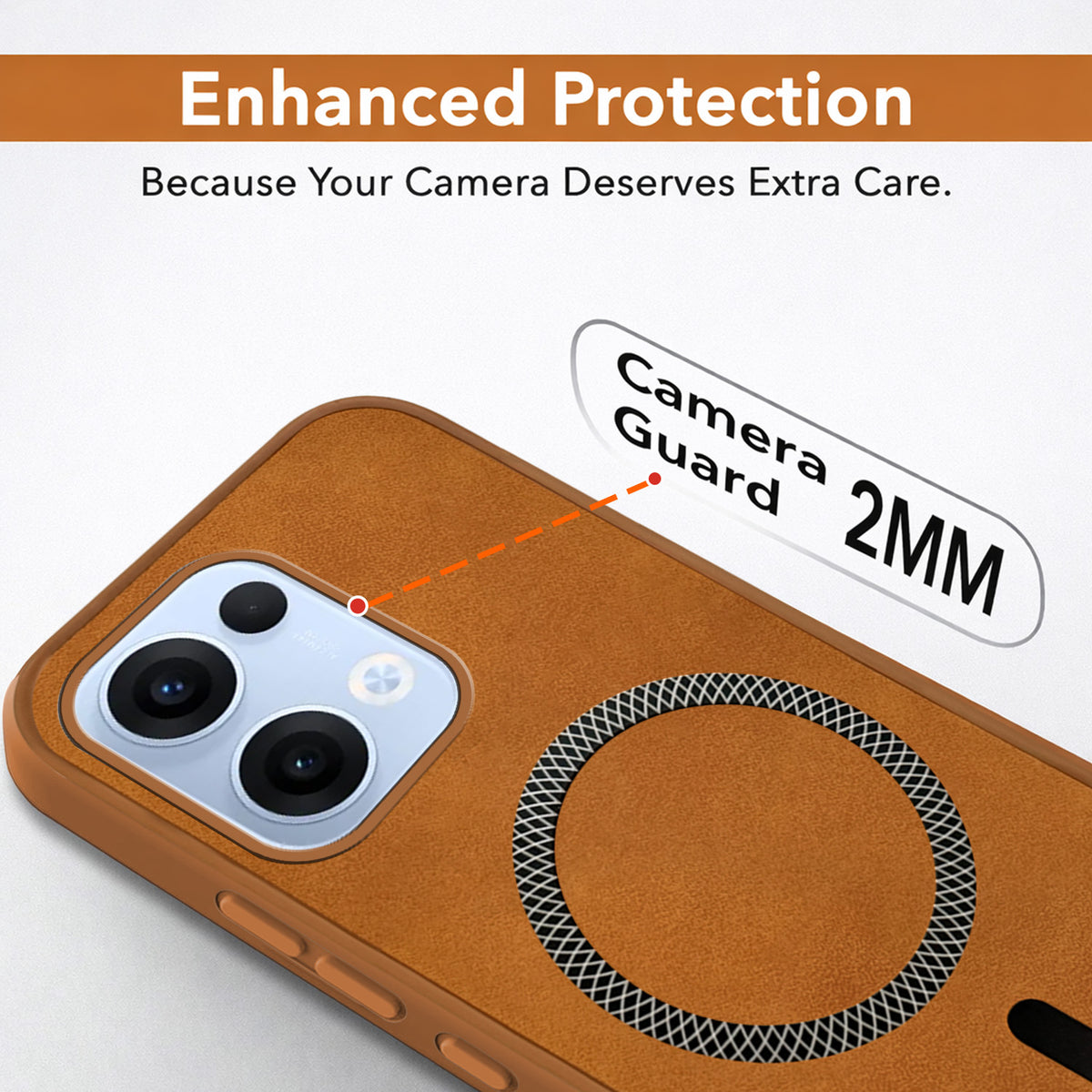 For Oppo Reno13 5G | Oppo Reno 13 5G Back Cover Case Leather Finish (MagSafe Compatible Wireless Charging | Soft Touch | Camera Bump Protection)