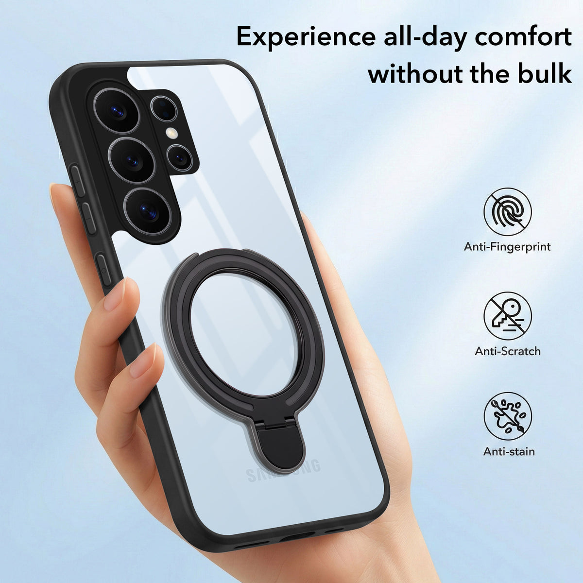 For Samsung Galaxy S26 Ultra Back Cover Case (Kick Stand Ring Holder | Life time Anti Yellow | Camera Protection)