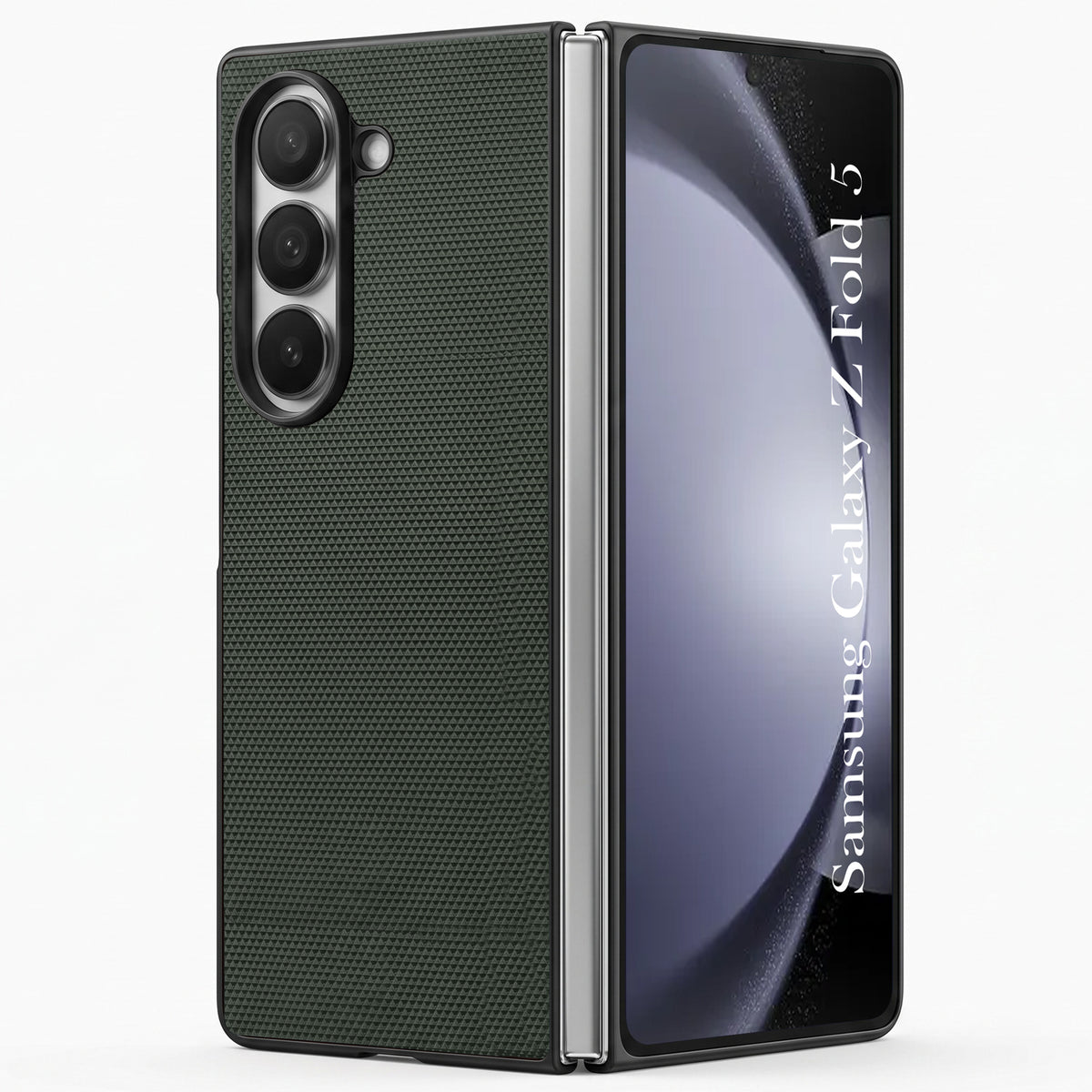 For Samsung Galaxy Z Fold 5 Premium Cover Case (Geometric Textured Hard PC | Soft Cloth Lining & Slim Shockproof Protection)