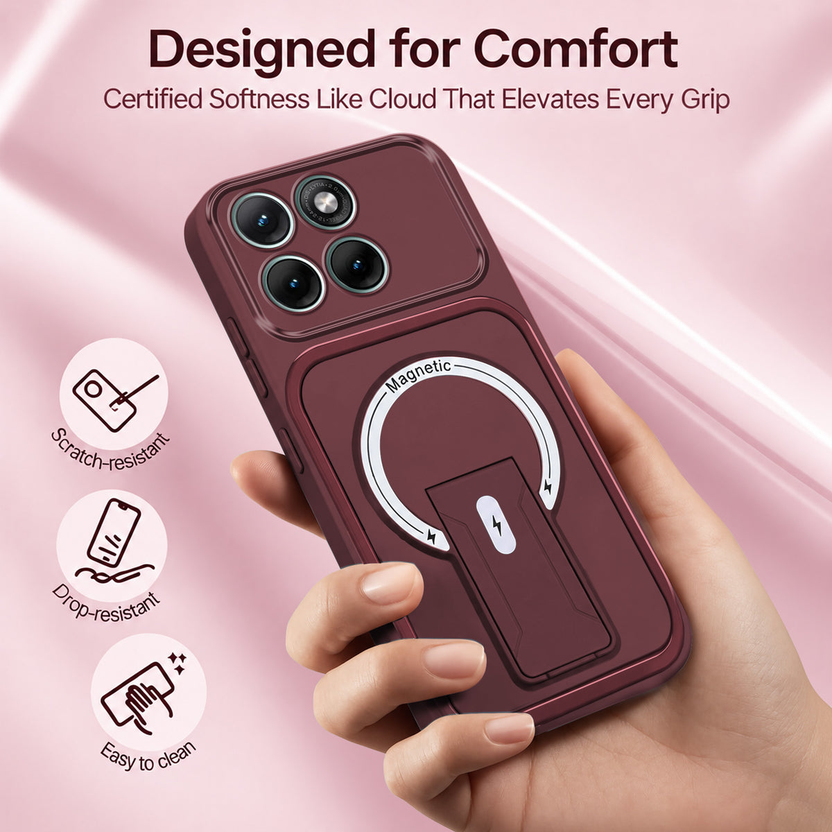 For Motorola Moto Edge 70 Fusion Back Case Cover Metallic (Hybrid Armor Kickstand | MagSafe Compatible | Camera Protection Shockproof)