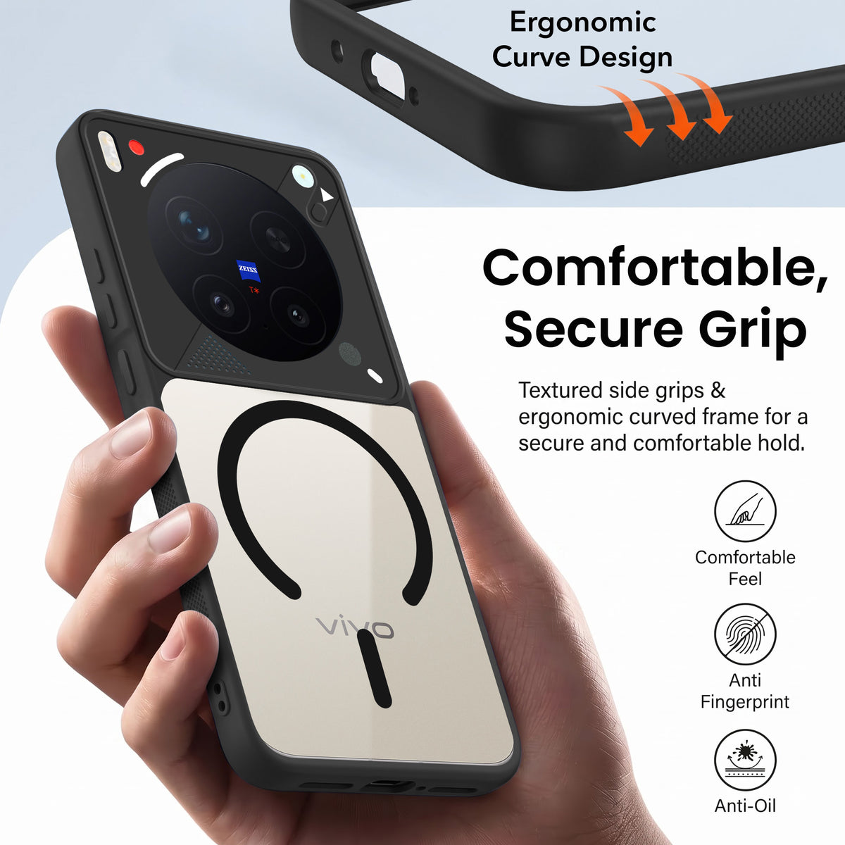 For Vivo X300 Pro Back Cover Case Lifetime Anti-Yellow Clear (Camera Protection | Side Grip | Wireless MagSafe Compatible)
