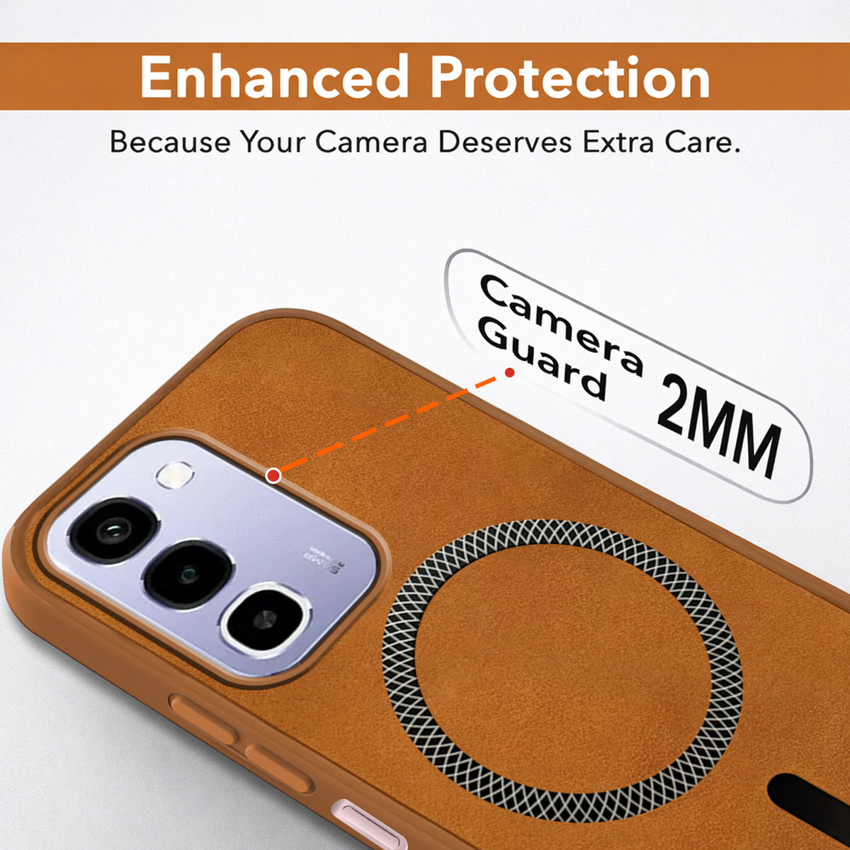 For Realme P4R 5G | Realme Narzo 100X 5G Back Cover Case Leather Finish (MagSafe Compatible Wireless Charging | Soft Touch | Camera Bump Protection)
