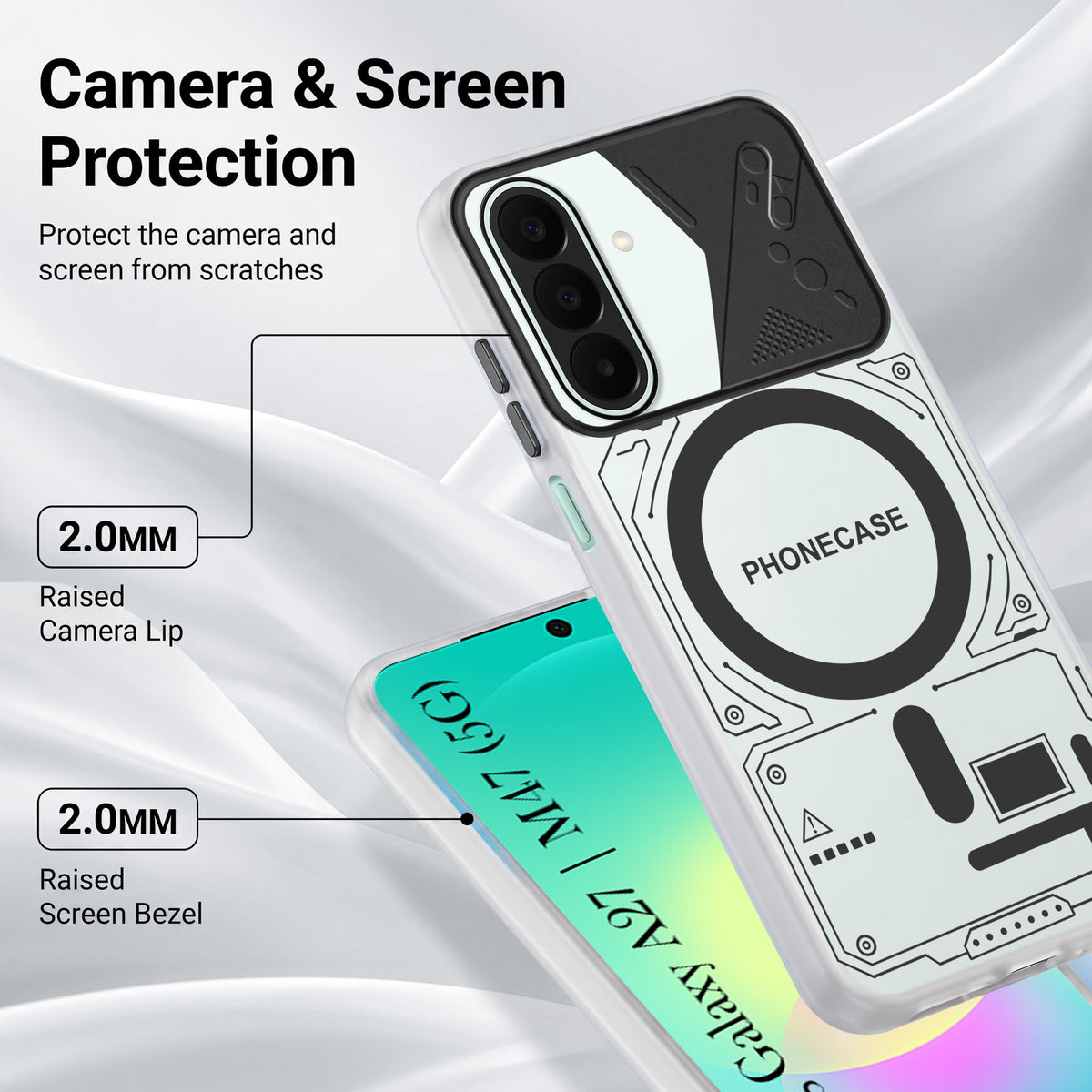 For Samsung Galaxy A27 5G | Galaxy M47 5G Metallic Back Cover Case (Metallic Camera Protection & Buttons | Translucent Milky Shade | Hard Polycarbonate)