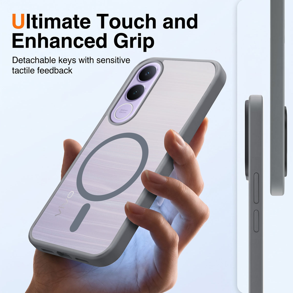 For Vivo V70 FE 5G Matte Finish Back Case Cover (MagSafe Compatible | Translucent Soft Touch | Slim and Unbreakable)