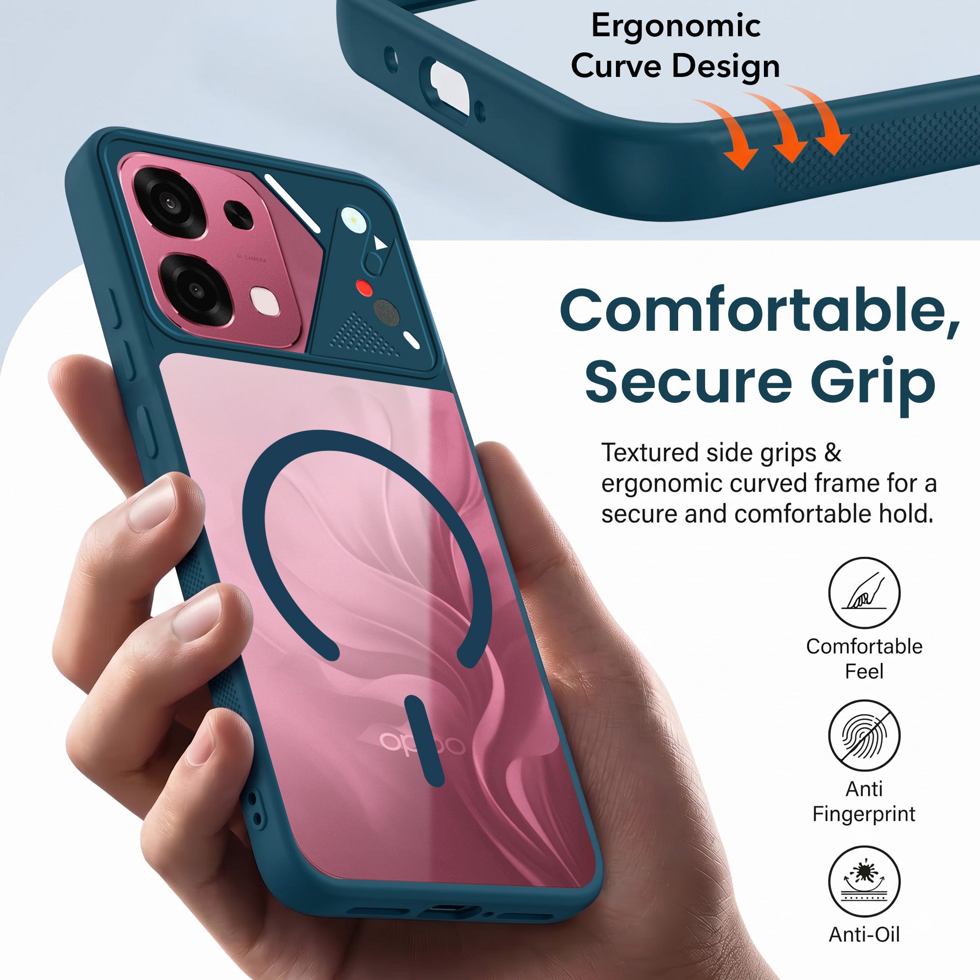 For Oppo F31 5G | Oppo F33 5G Back Cover Case Lifetime Anti-Yellow Clear (Camera Protection | Side Grip | Wireless MagSafe Compatible)