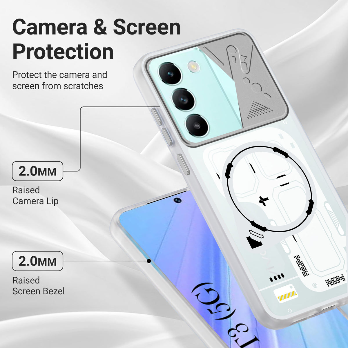 For Vivo T3 5G Metallic Back Cover Case (Metallic Camera Protection & Buttons | Translucent Milky Shade | Hard Polycarbonate)