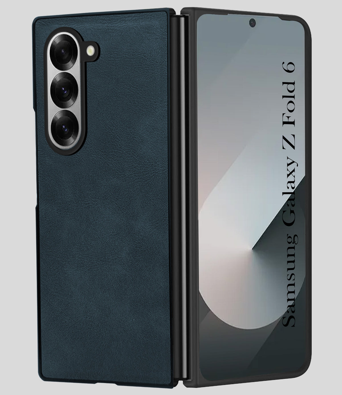 For Samsung Galaxy Z Fold 6 Back Case Cover Premium Genuine Leather (Integrated Front Screen Protector | Inside Microfiber Cloth)
