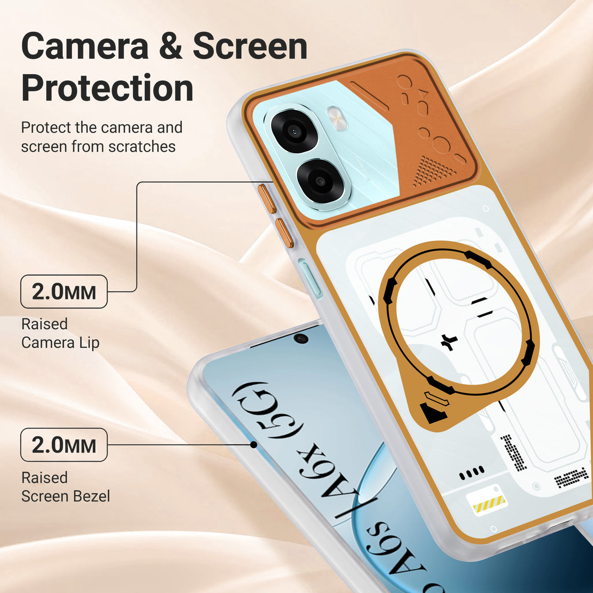 For Oppo A6X | Oppo A6S Metallic Back Cover Case (Metallic Camera Protection & Buttons | Translucent Milky Shade | Hard Polycarbonate)