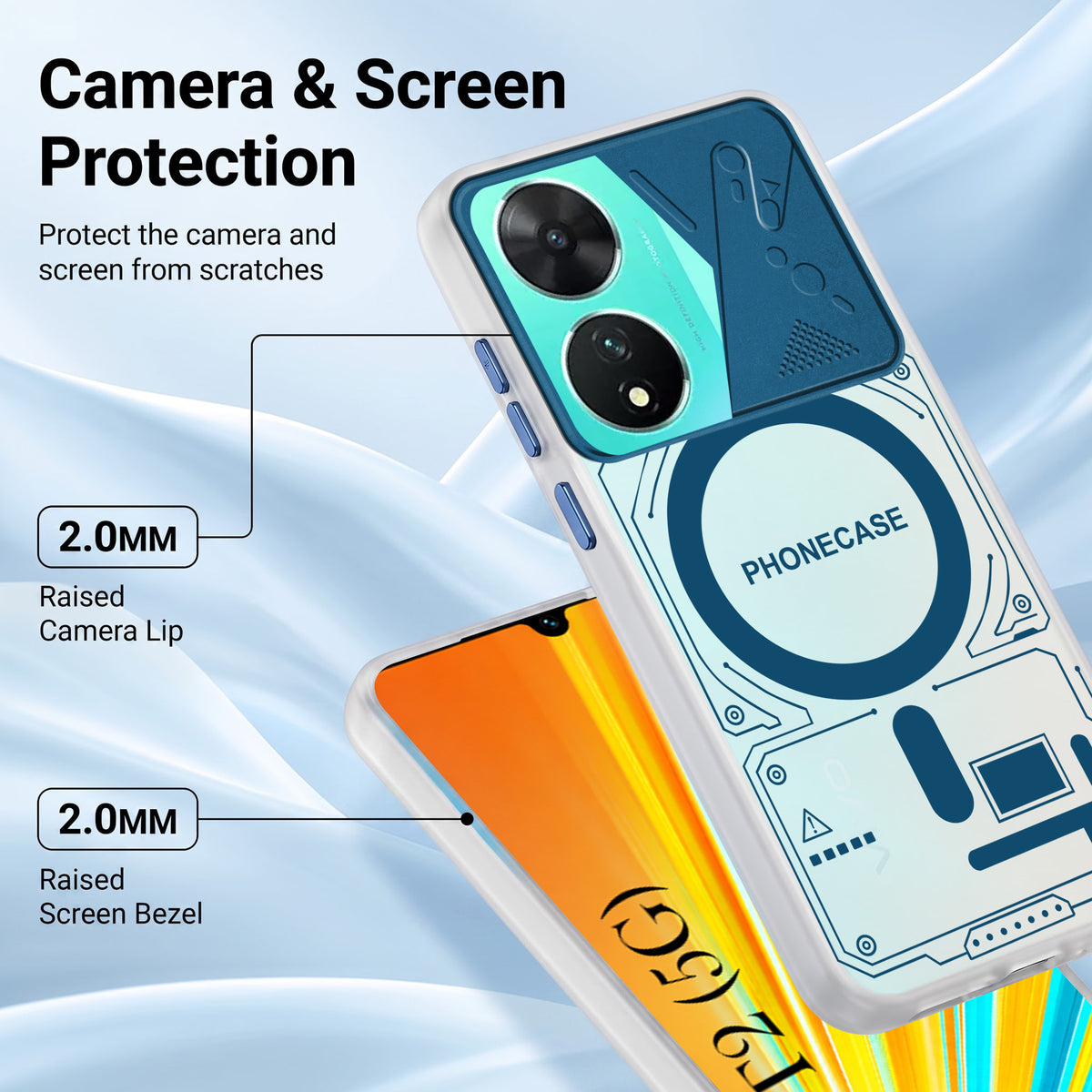 For Vivo T2 Metallic Back Cover Case (Metallic Camera Protection & Buttons | Translucent Milky Shade | Hard Polycarbonate)