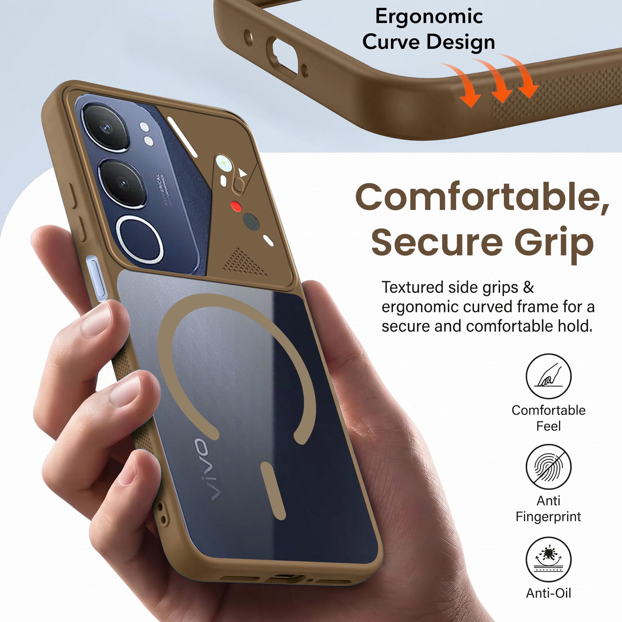 For Vivo Y29 Back Cover Case Lifetime Anti-Yellow Clear (Camera Protection | Side Grip | Wireless MagSafe Compatible)