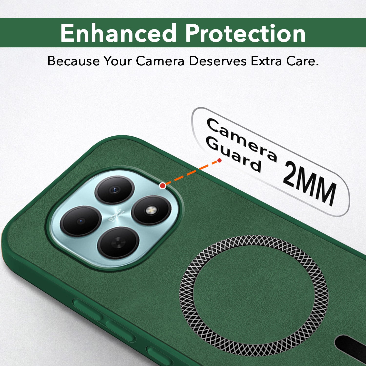 For Poco M8 5G Back Cover Case Leather Finish (MagSafe Compatible Wireless Charging | Soft Touch | Camera Bump Protection)