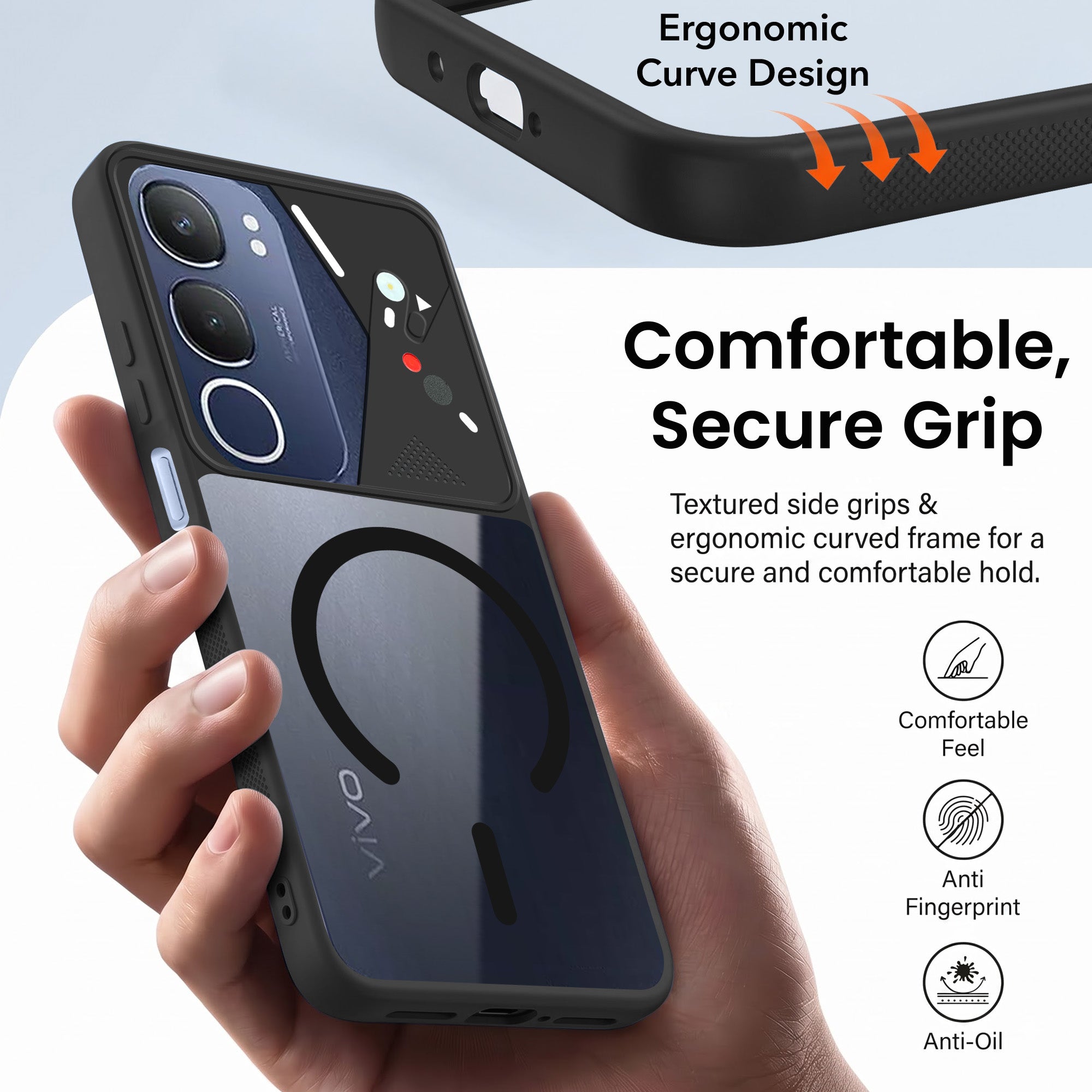For Vivo Y29 Back Cover Case Lifetime Anti-Yellow Clear (Camera Protection | Side Grip | Wireless MagSafe Compatible)