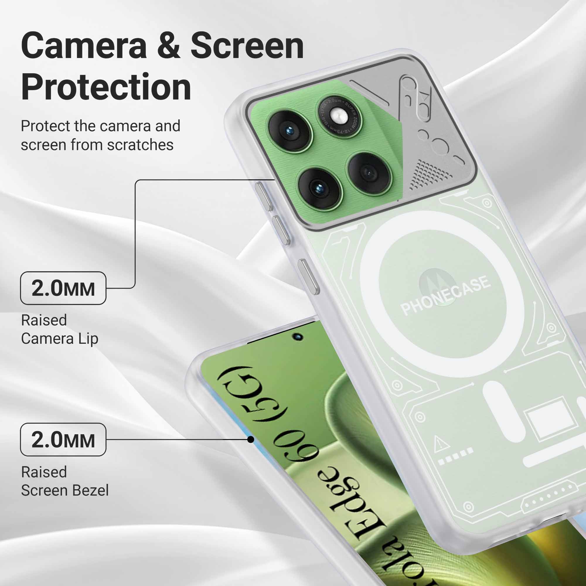 For Motorola Moto Edge 60 Metallic Back Cover Case (Metallic Camera Protection & Buttons | Translucent Milky Shade | Hard Polycarbonate)