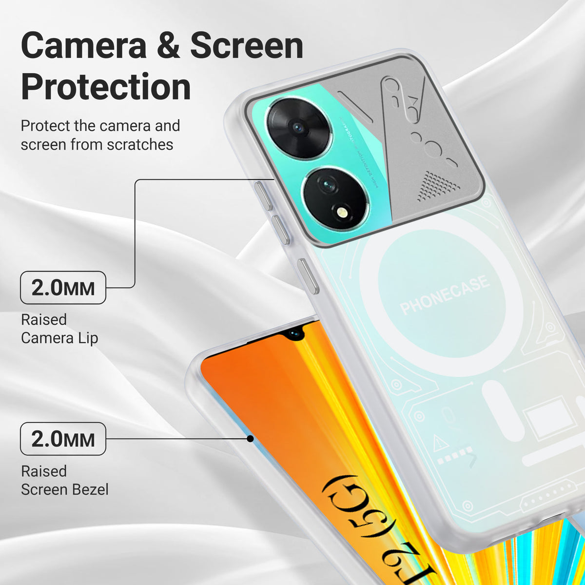 For Vivo T2 Metallic Back Cover Case (Metallic Camera Protection & Buttons | Translucent Milky Shade | Hard Polycarbonate)