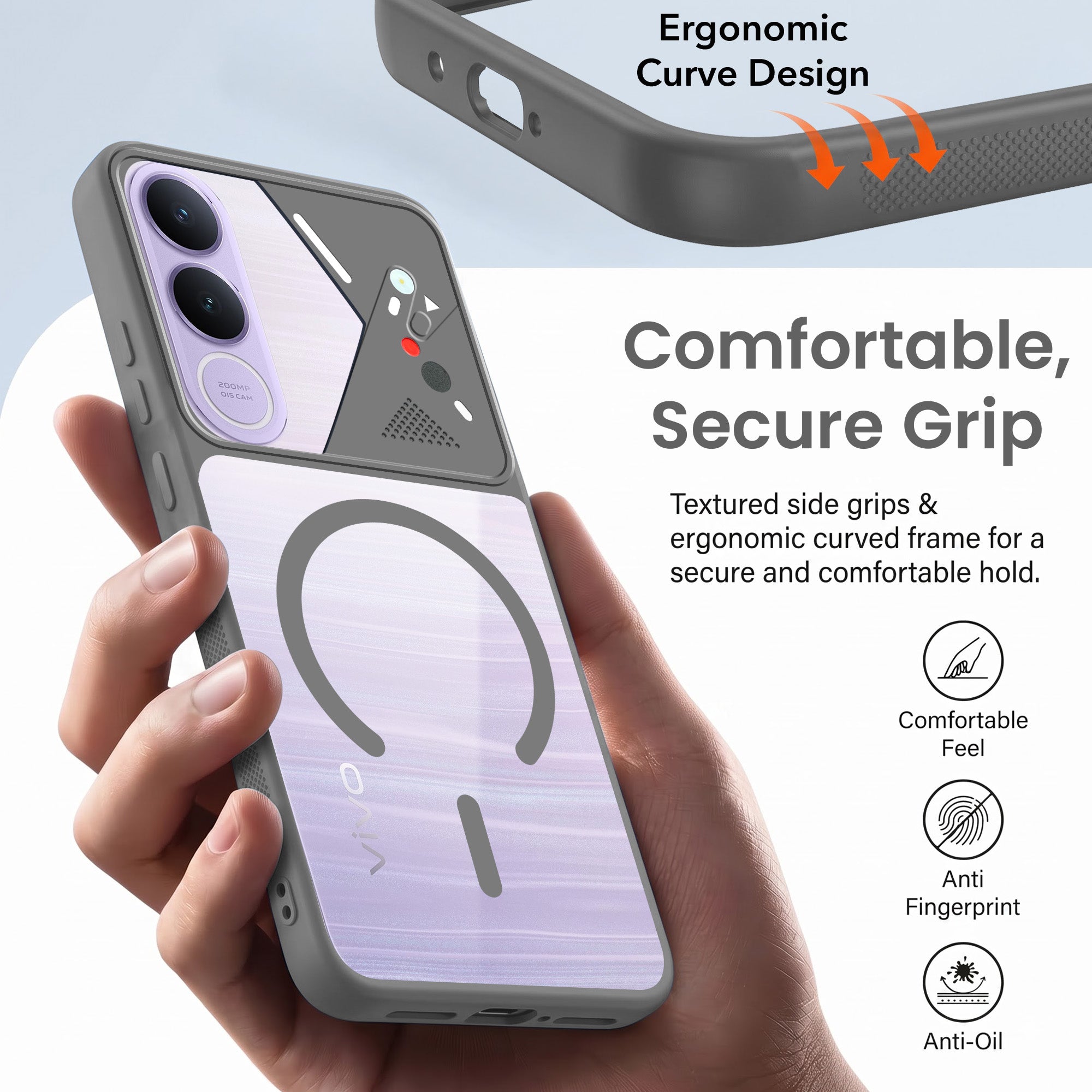 For Vivo V70 FE 5G Back Cover Case Lifetime Anti-Yellow Clear (Camera Protection | Side Grip | Wireless MagSafe Compatible)