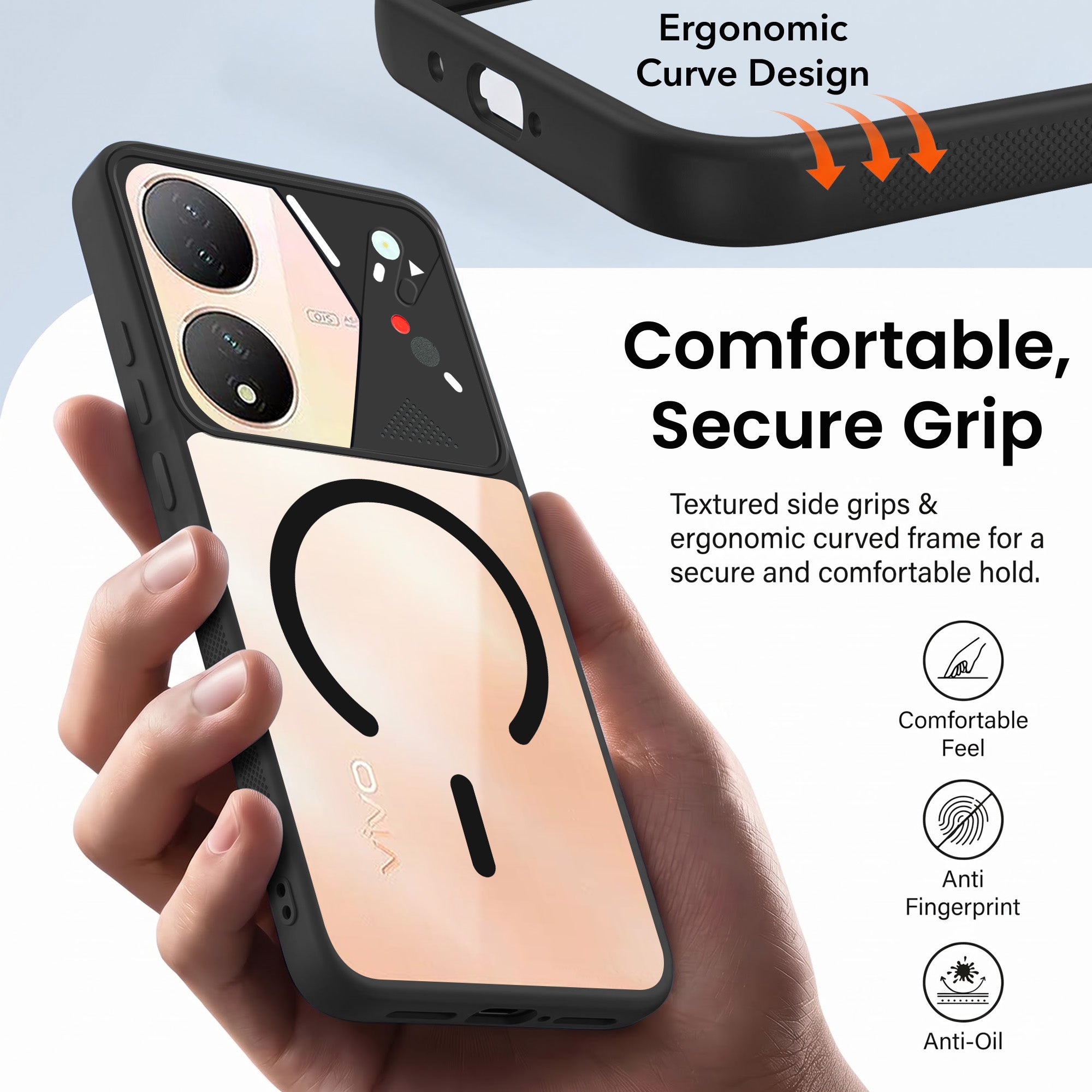 For Vivo Y100 Back Cover Case Lifetime Anti-Yellow Clear (Camera Protection | Side Grip | Wireless MagSafe Compatible)