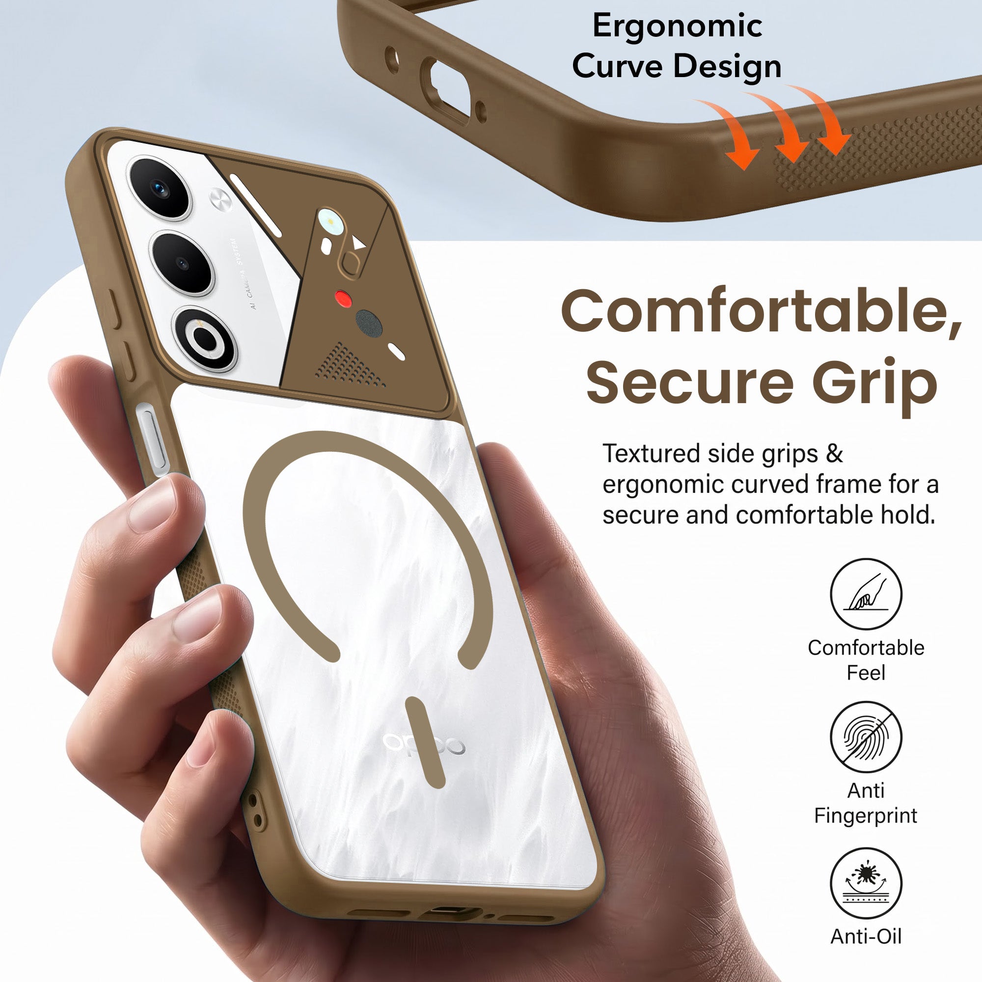 For Oppo A5 5G Back Cover Case Lifetime Anti-Yellow Clear (Camera Protection | Side Grip | Wireless MagSafe Compatible)