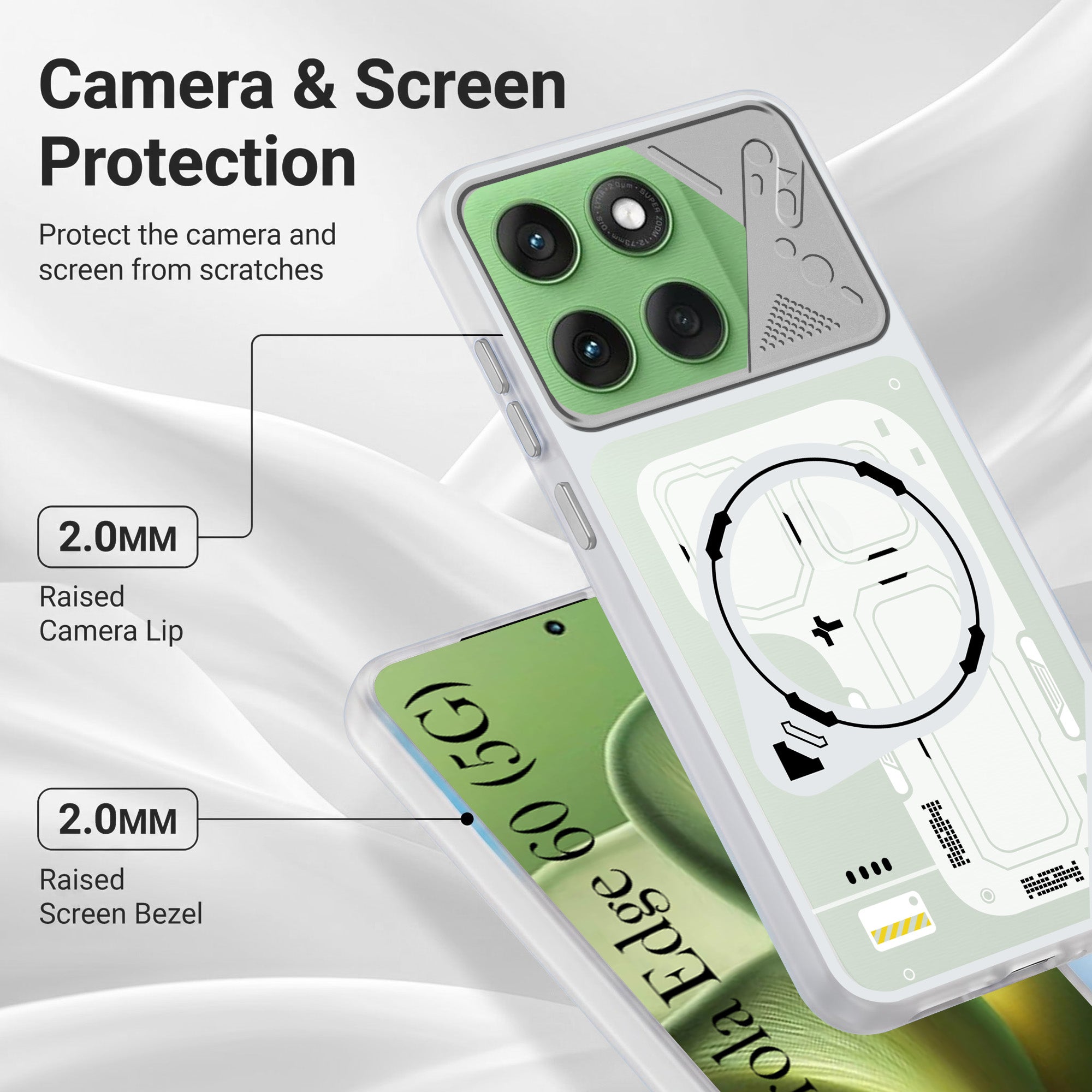 For Motorola Moto Edge 60 Metallic Back Cover Case (Metallic Camera Protection & Buttons | Translucent Milky Shade | Hard Polycarbonate)