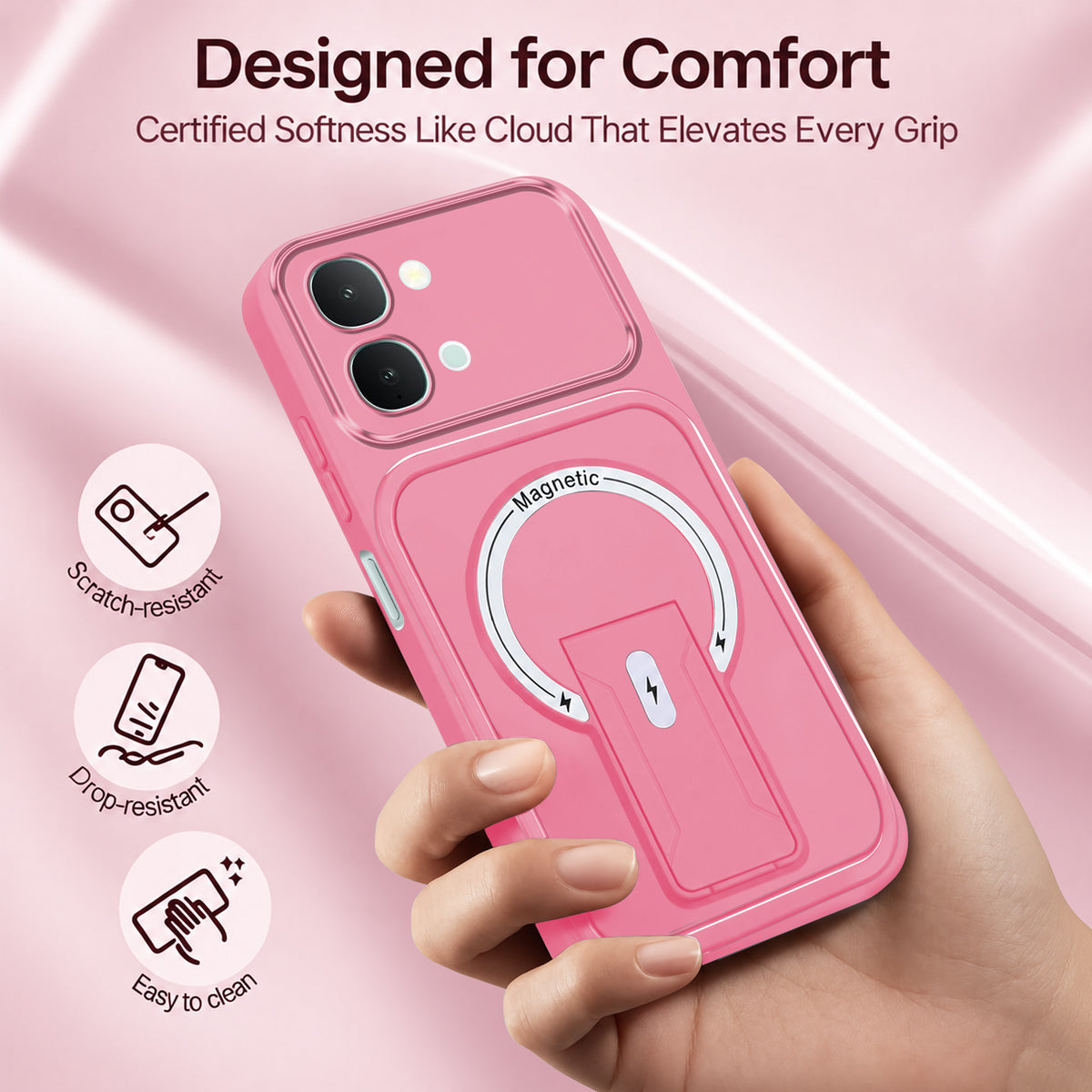 For Vivo iQOO Z11x 5G | Vivo iQOO Z11xa Back Case Cover Metallic (Hybrid Armor Kickstand | MagSafe Compatible | Camera Protection Shockproof)