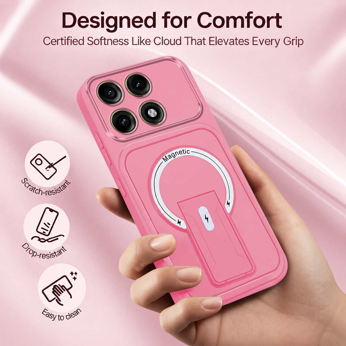 For Motorola Edge 70 Pro | Edge 70 Pro Plus Back Case Cover Metallic (Hybrid Armor Kickstand | MagSafe Compatible | Camera Protection Shockproof)