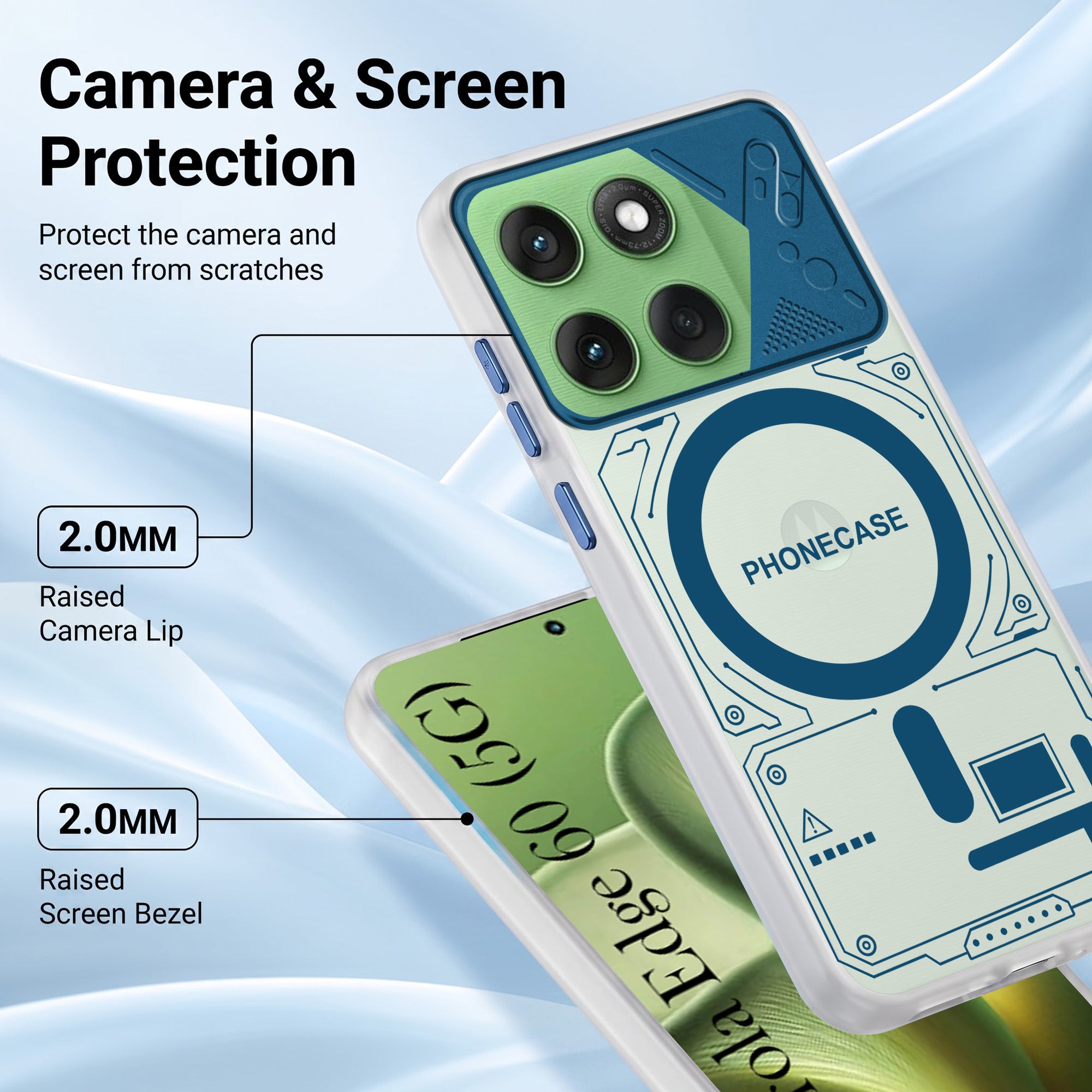 For Motorola Moto Edge 60 Metallic Back Cover Case (Metallic Camera Protection & Buttons | Translucent Milky Shade | Hard Polycarbonate)