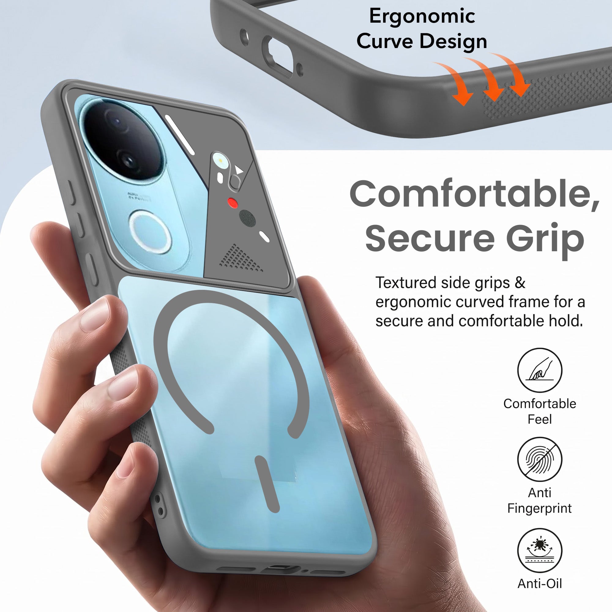 For Vivo iQOO Z10R Back Cover Case Lifetime Anti-Yellow Clear (Camera Protection | Side Grip | Wireless MagSafe Compatible)
