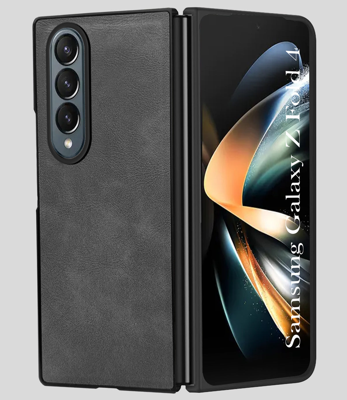 For Samsung Galaxy Z Fold 4 5G Back Case Cover Premium Genuine Leather (Integrated Front Screen Protector | Inside Microfiber Cloth)