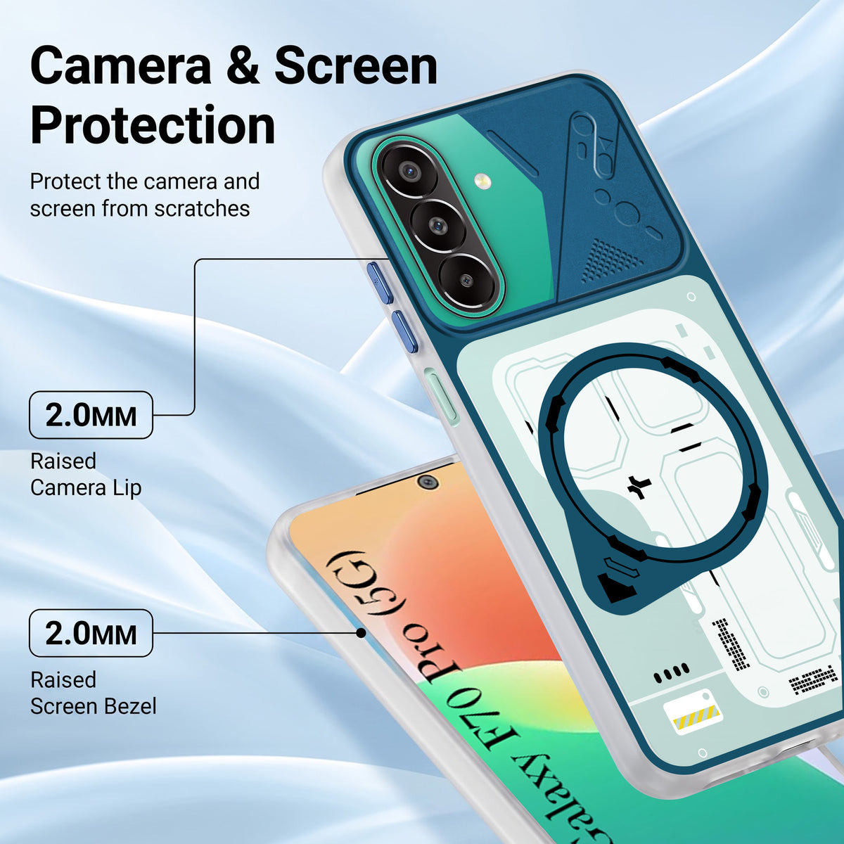 For Samsung Galaxy F70 Pro 5G Metallic Back Cover Case (Metallic Camera Protection & Buttons | Translucent Milky Shade | Hard Polycarbonate)