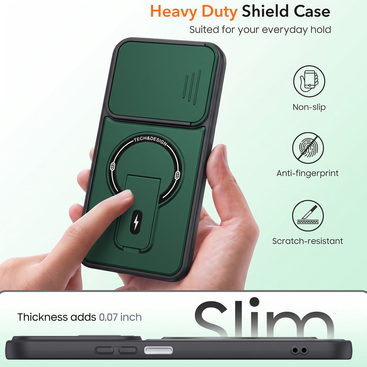 For Redmi 15A 5G Back Case Cover Metallic (Hybrid Armor Kickstand | Sliding Shutter Camera Protection | MagSafe Compatible)