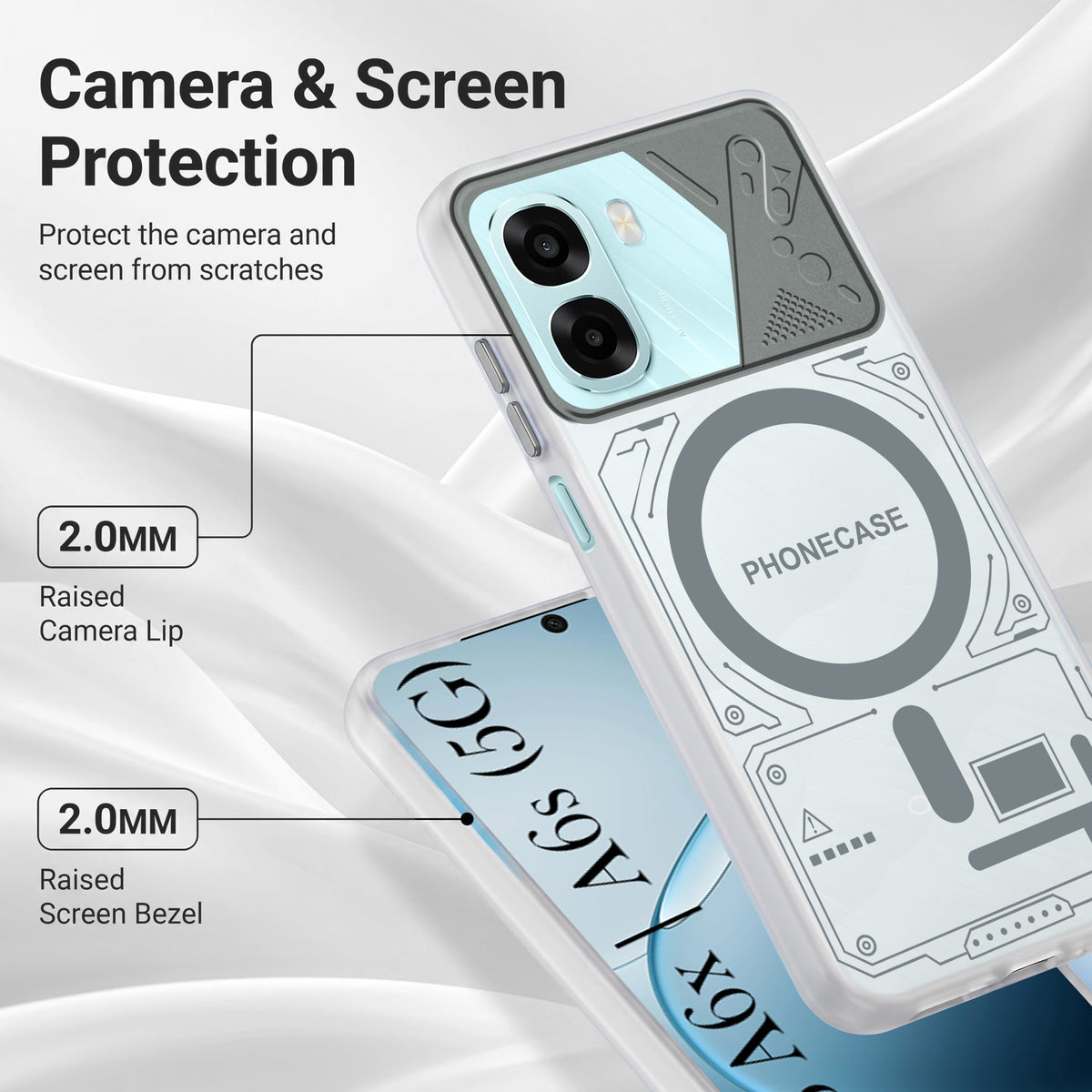 For Oppo A6X | Oppo A6S Metallic Back Cover Case (Metallic Camera Protection & Buttons | Translucent Milky Shade | Hard Polycarbonate)